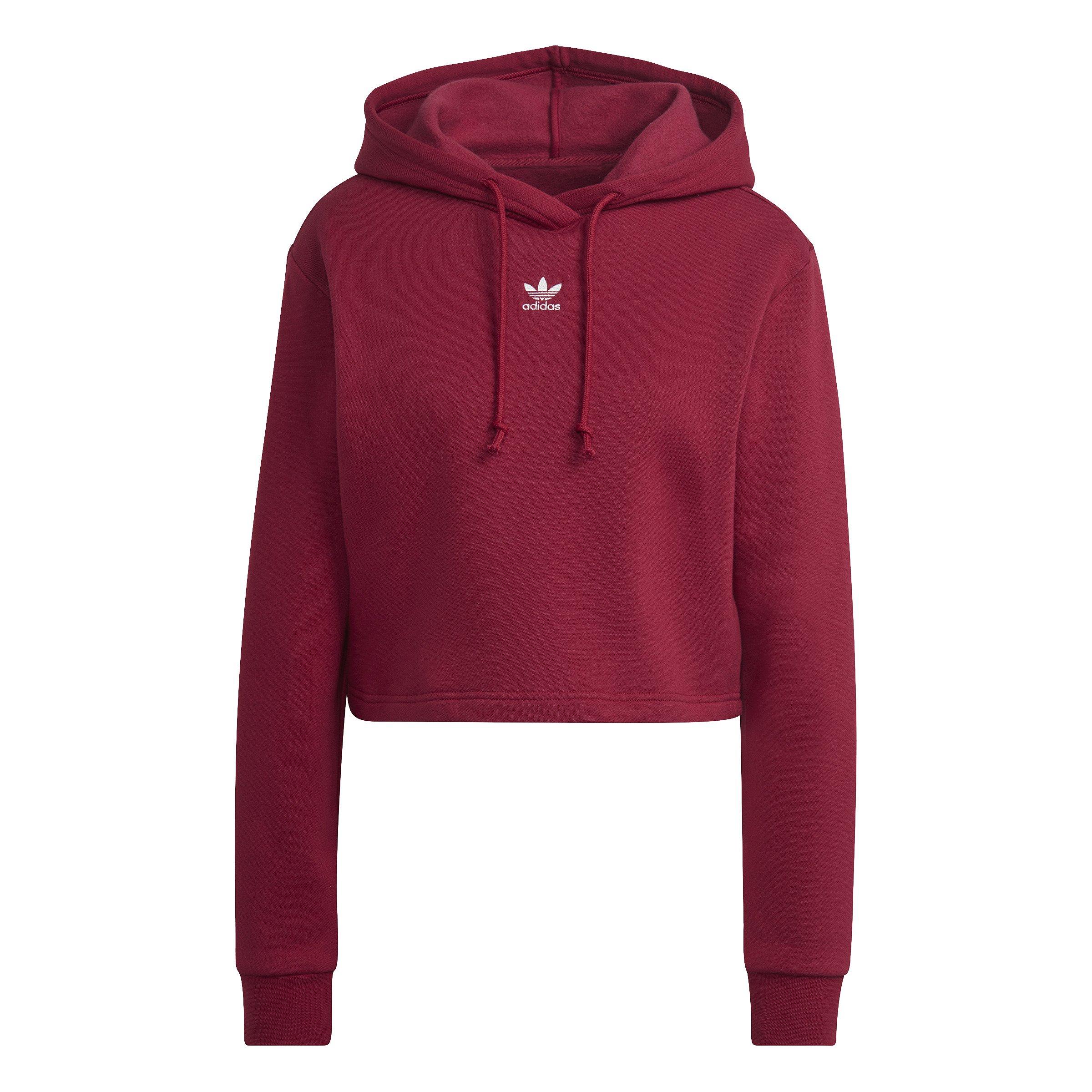 adidas Women's Adicolor Essentials Crop Fleece Hoodie-Red - RED Thumbnail View 2