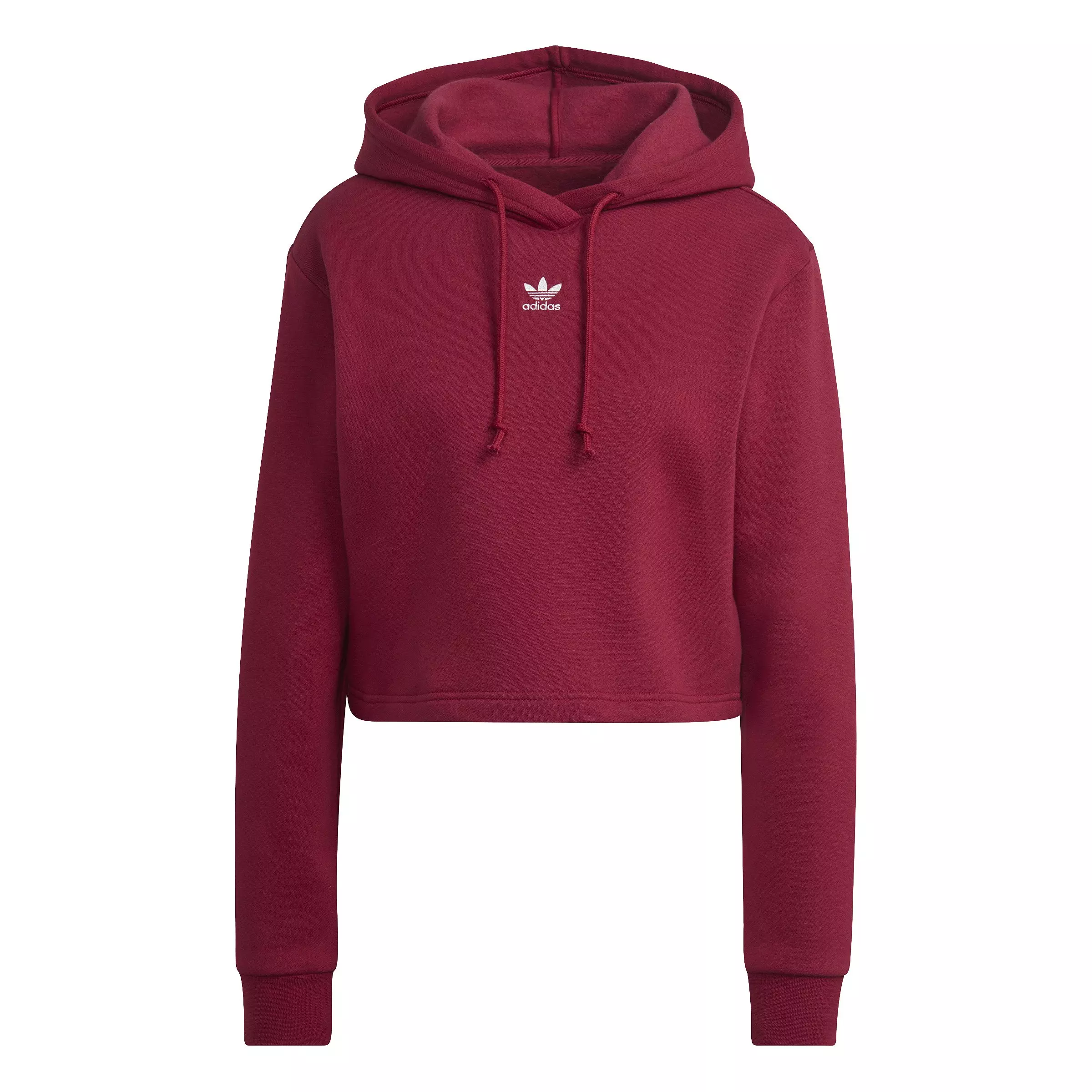 adidas Women's Adicolor Essentials Crop Fleece Hoodie-Red - RED