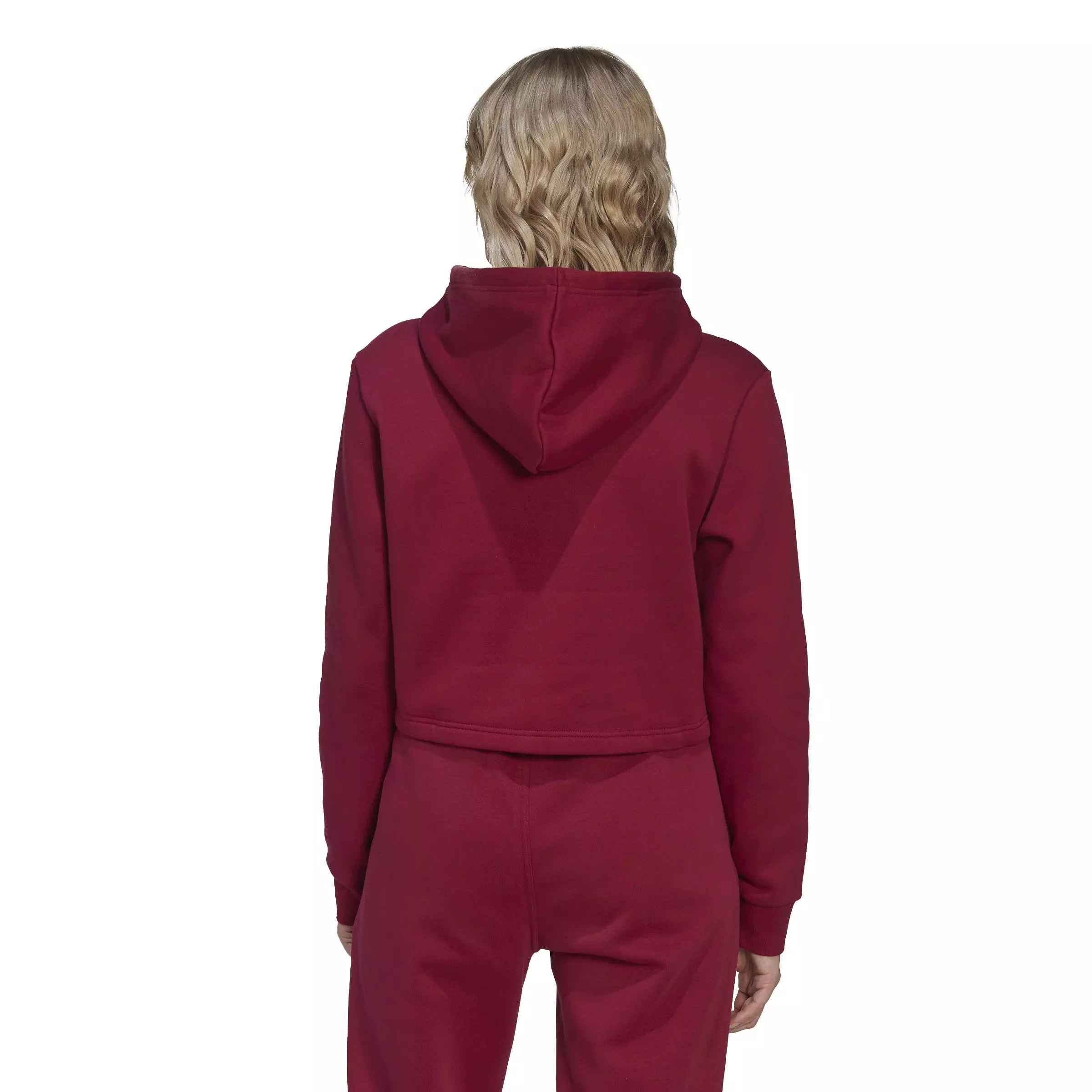 adidas Women's Adicolor Essentials Crop Fleece Hoodie-Red - RED