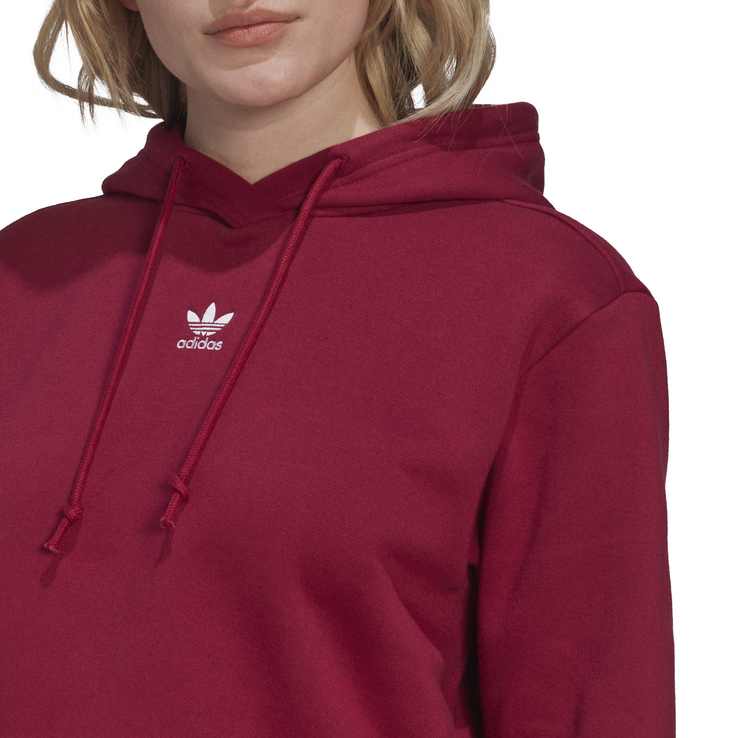 adidas Women's Adicolor Essentials Crop Fleece Hoodie-Red - RED Thumbnail View 4