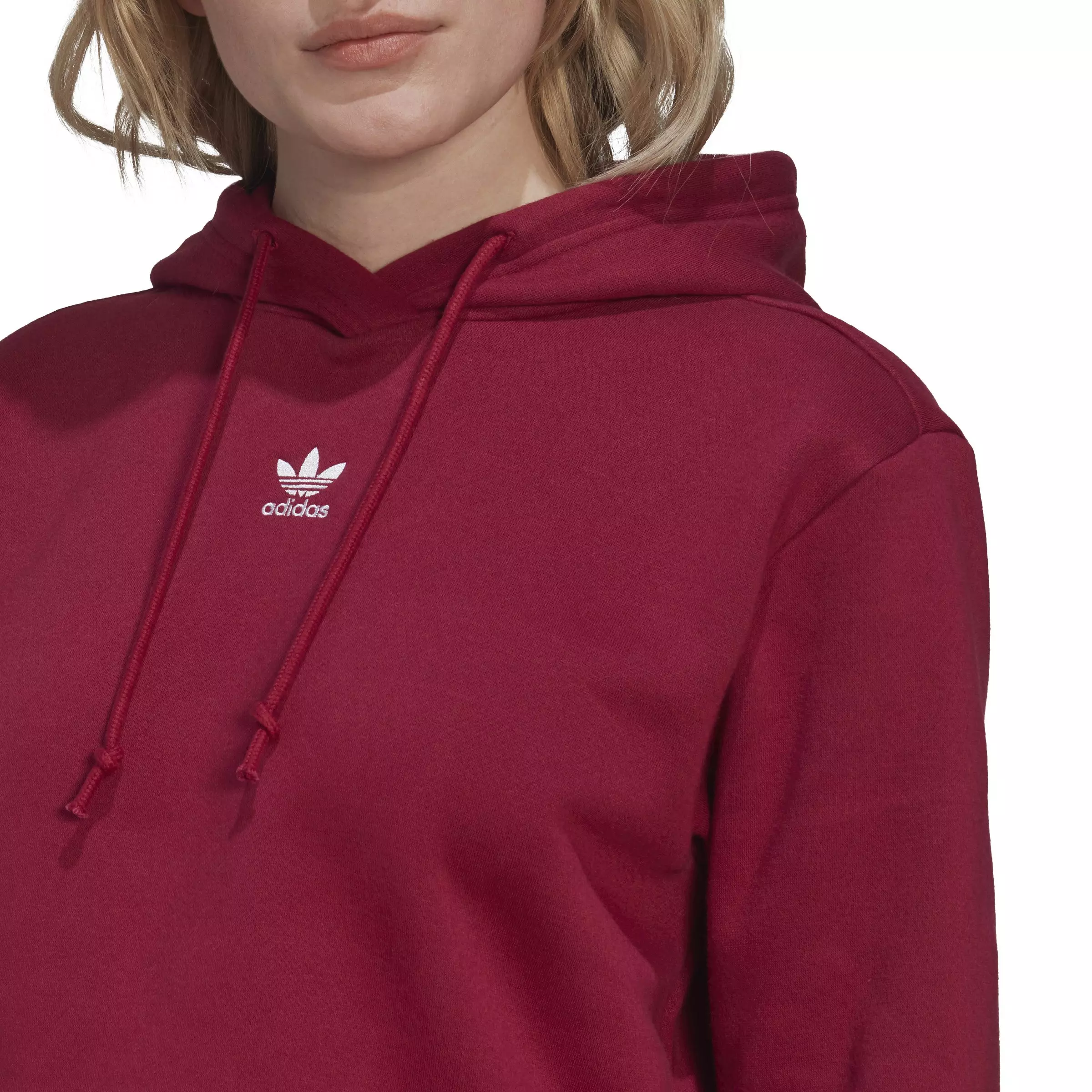 adidas Women's Adicolor Essentials Crop Fleece Hoodie-Red - RED