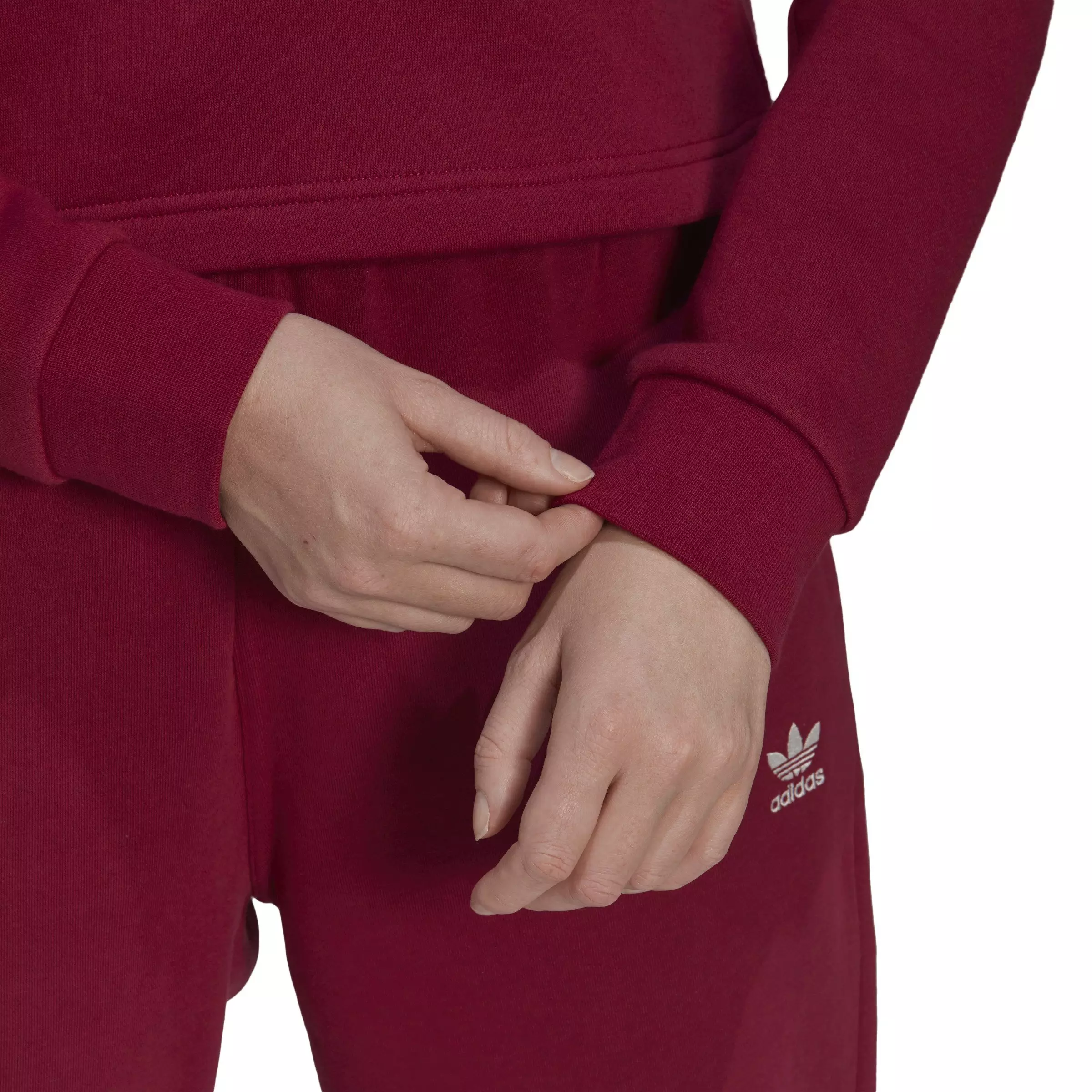 adidas Women's Adicolor Essentials Crop Fleece Hoodie-Red - RED
