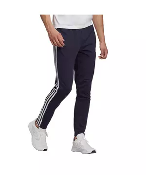 adidas Men's Essentials Jersey Tapered Open Hem 3-Stripes Navy Pants