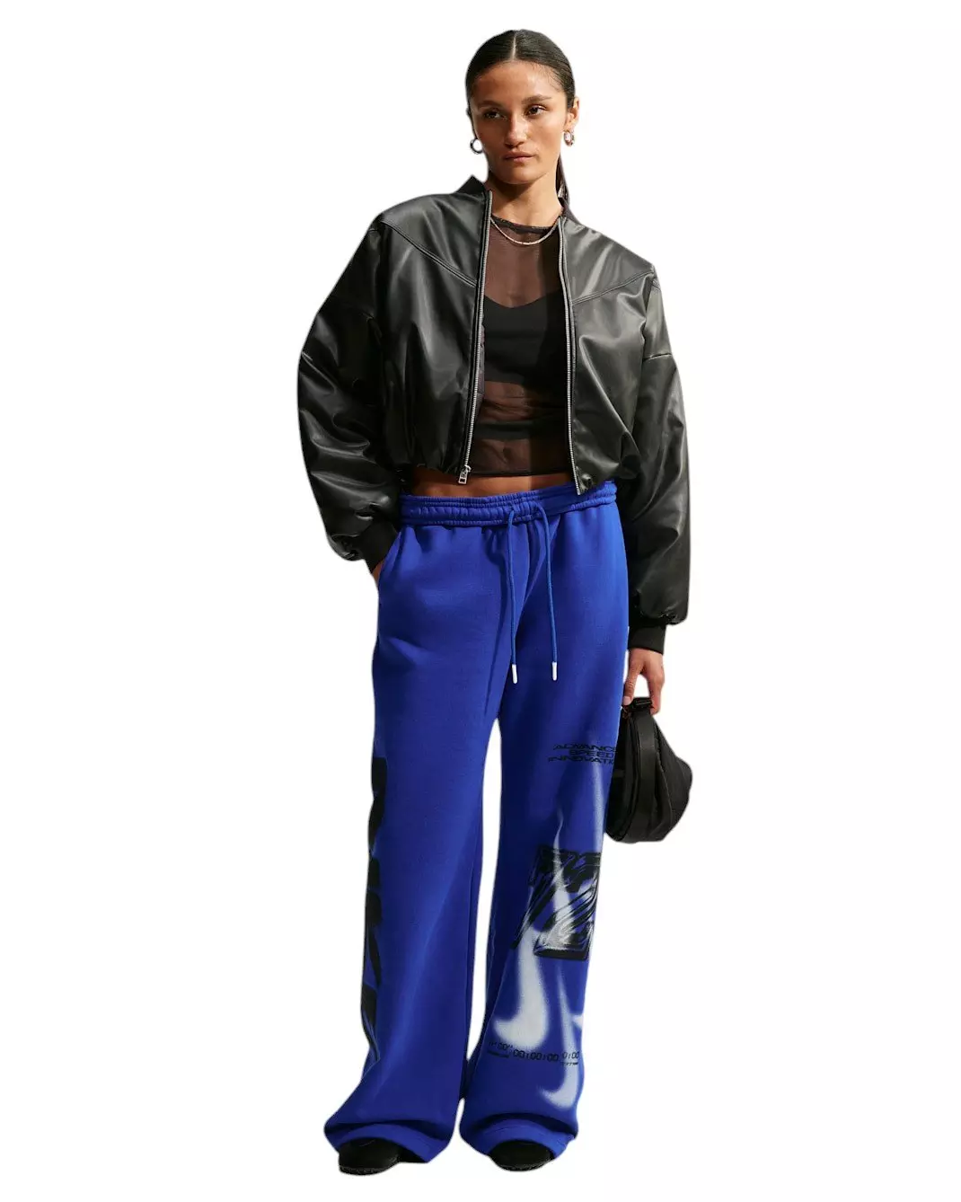 Nike Women's Studio Fleece Med-Weight Oversized HR Straight-Leg Graphic Pants - Royal - ROYAL