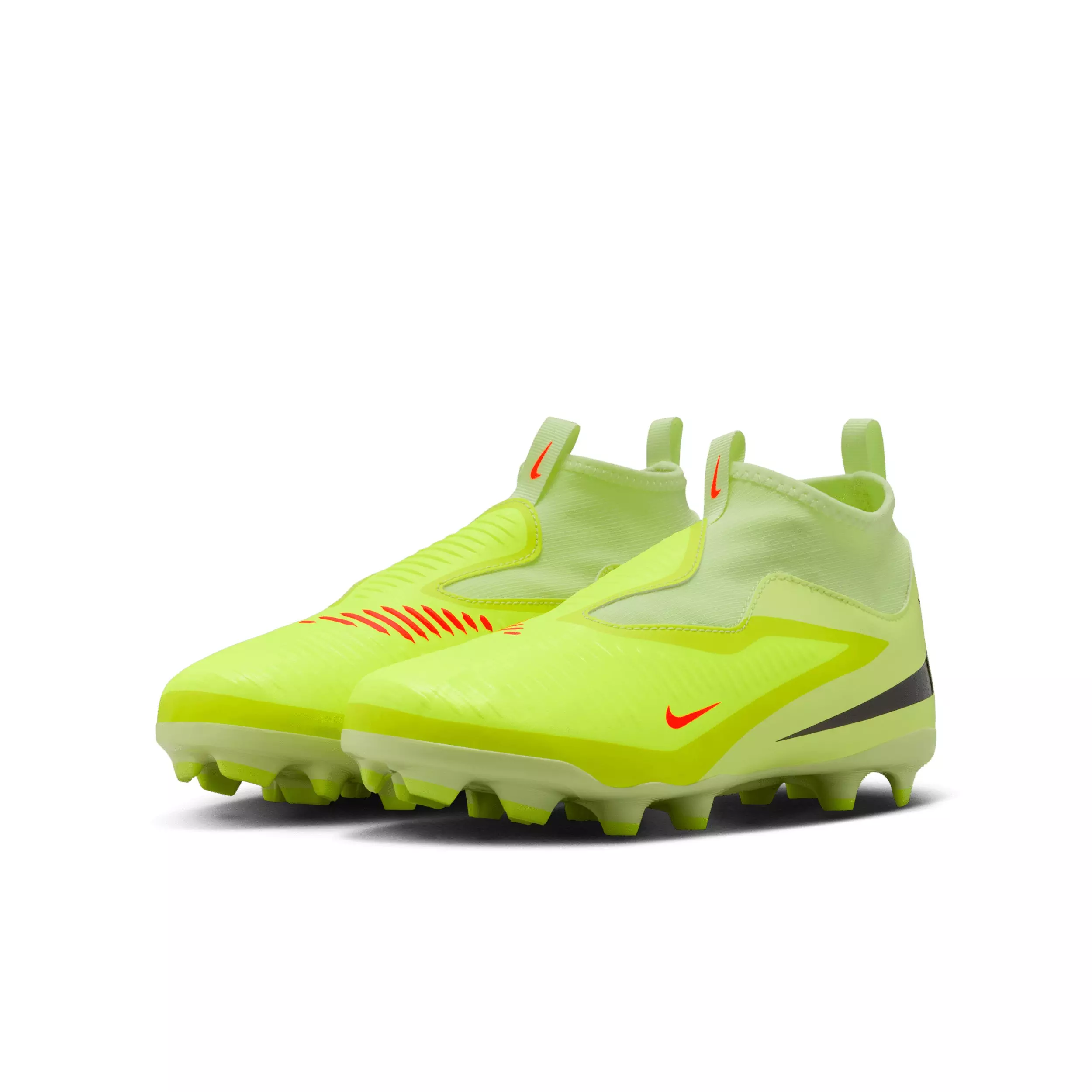 Nike Jr. Phantom 6 High Academy MG "Hyper Crimson/Limelight/Black" Grade School Kids' Soccer Cleat - CRIMSON/LIMELIGHT/BLACK