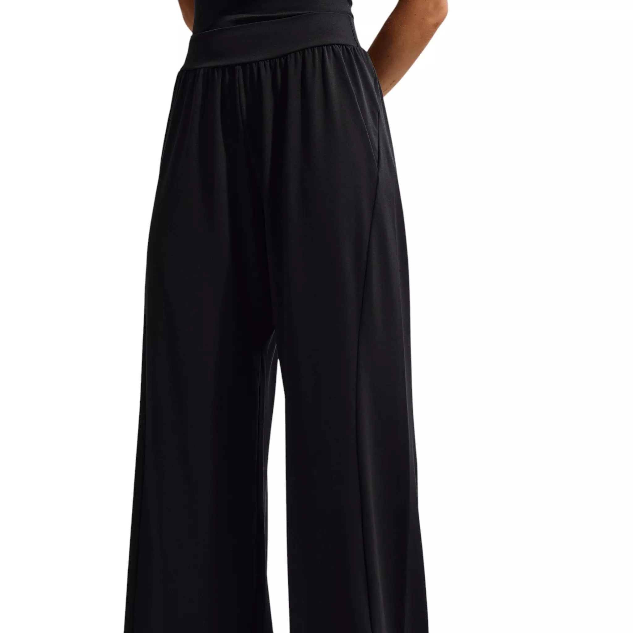 Nike Women's Zenvy Mid-Rise Wide-Leg Pants - Black - BLACK
