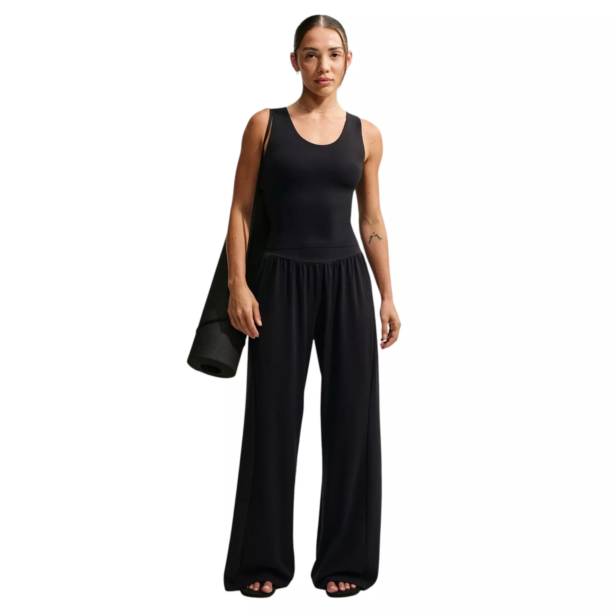 Nike Women's Zenvy Mid-Rise Wide-Leg Pants - Black - BLACK