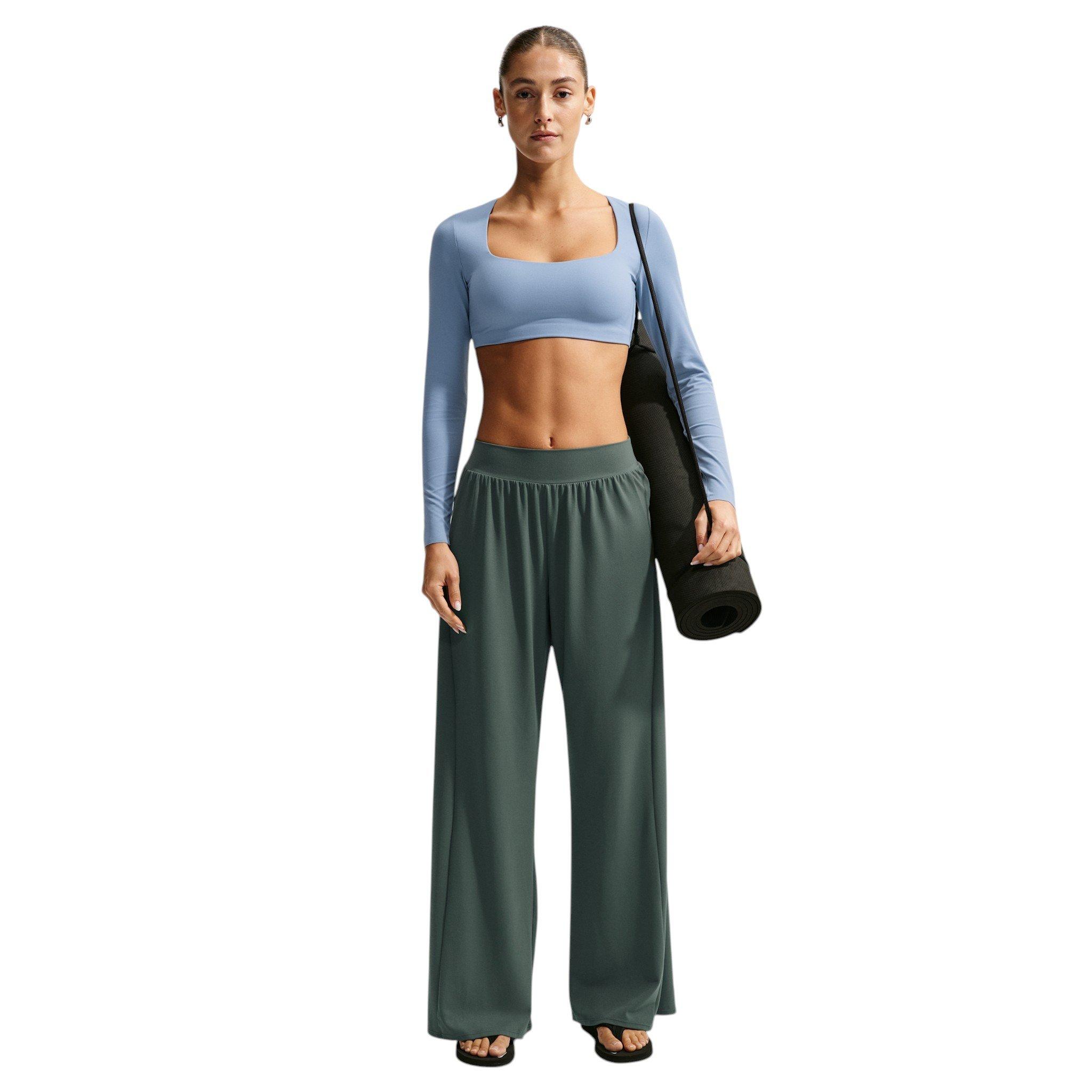 Nike Women's Zenvy Mid-Rise Wide-Leg Pants - Camo Green - CAMO GREEN