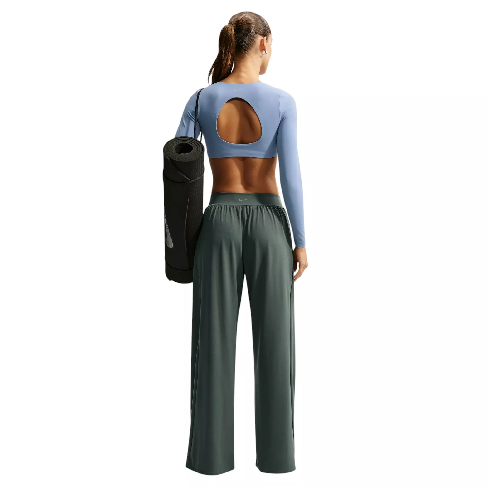 Nike Women's Zenvy Mid-Rise Wide-Leg Pants - Camo Green - CAMO GREEN