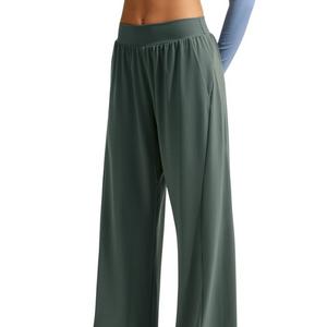 Nike Women's Zenvy Mid-Rise Wide-Leg Pants - Camo Green - CAMO GREEN