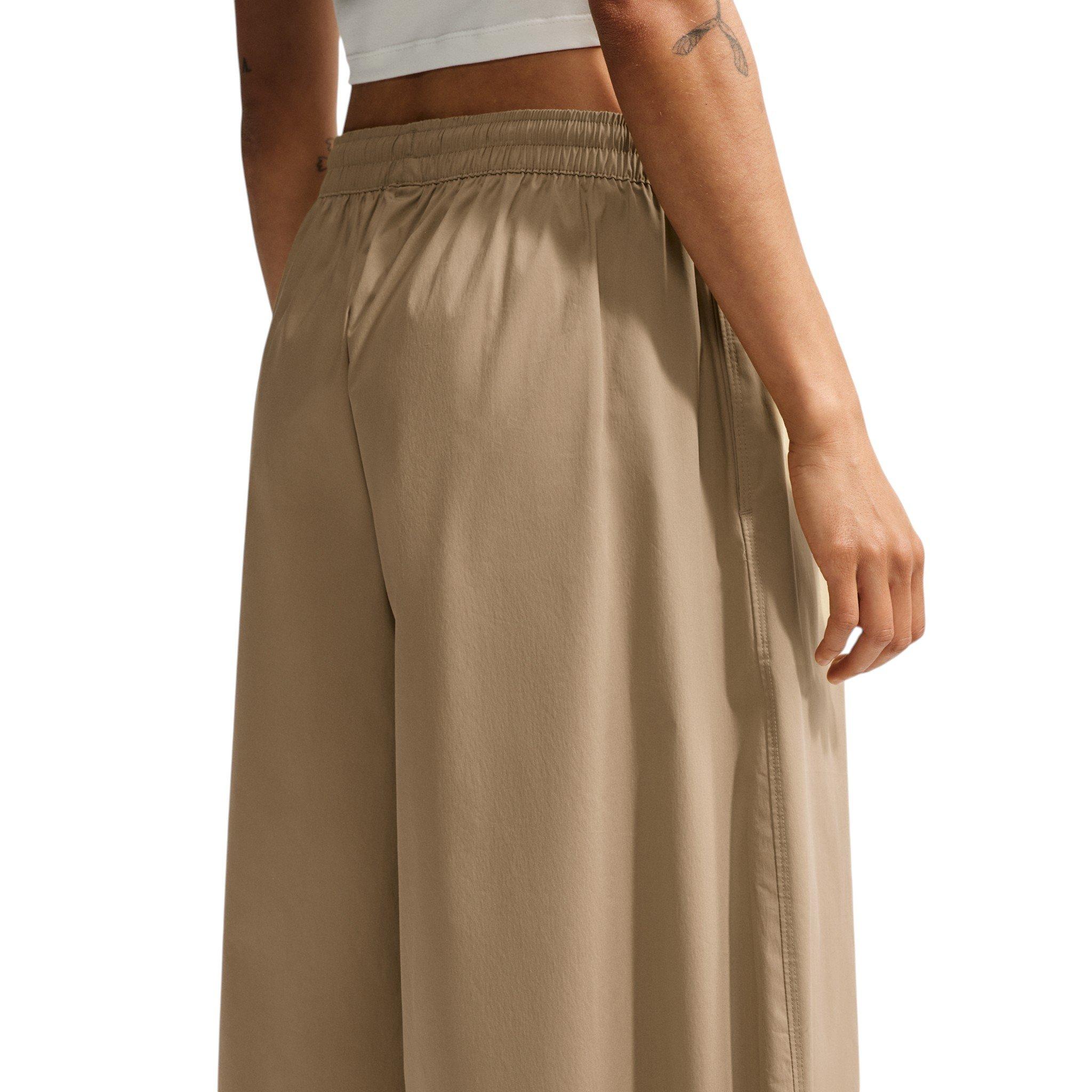 Nike Women's Sportswear Oversized Mid-Rise Poplin Culotte Pants - Beige - BEIGE