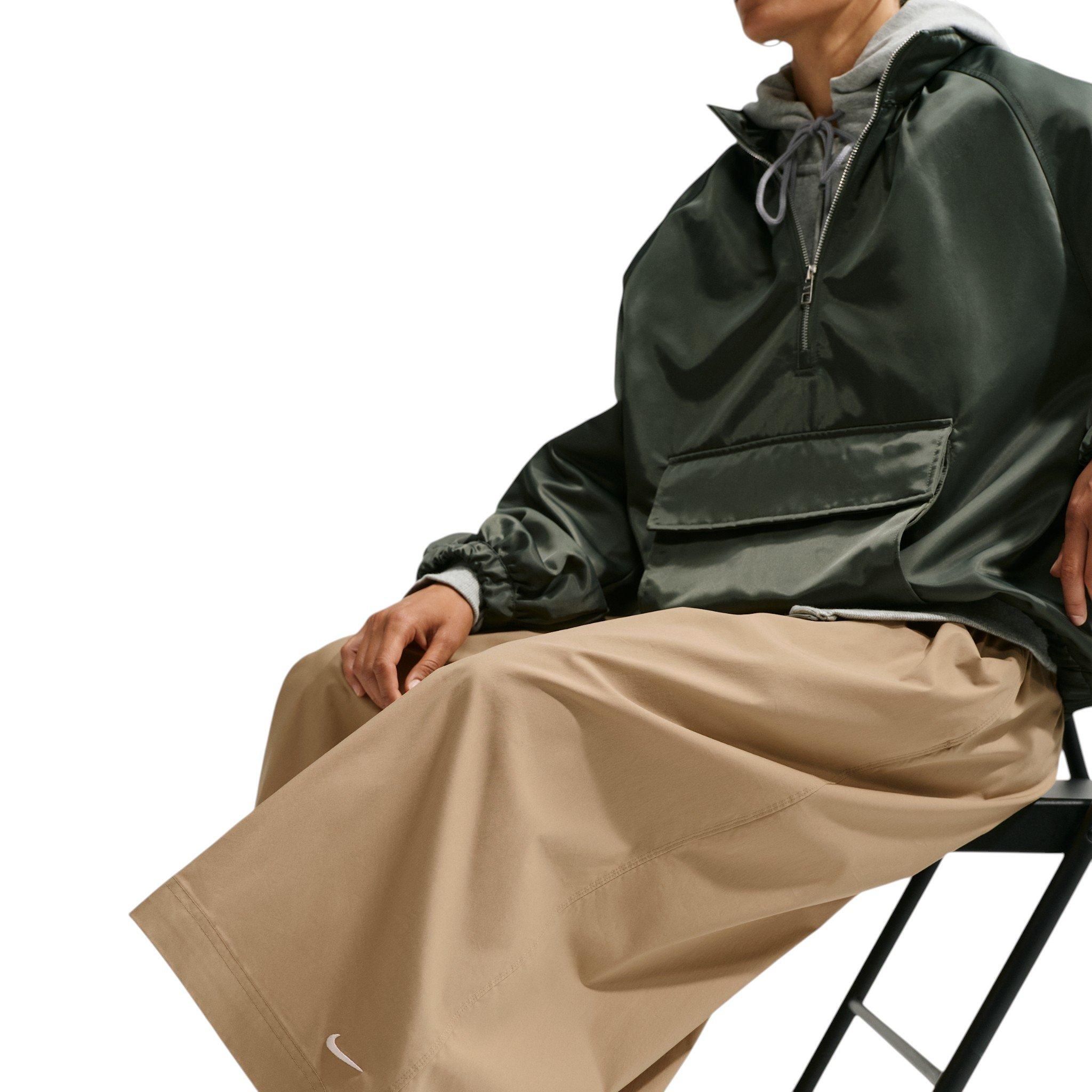 Nike Women's Sportswear Oversized Mid-Rise Poplin Culotte Pants - Beige - BEIGE