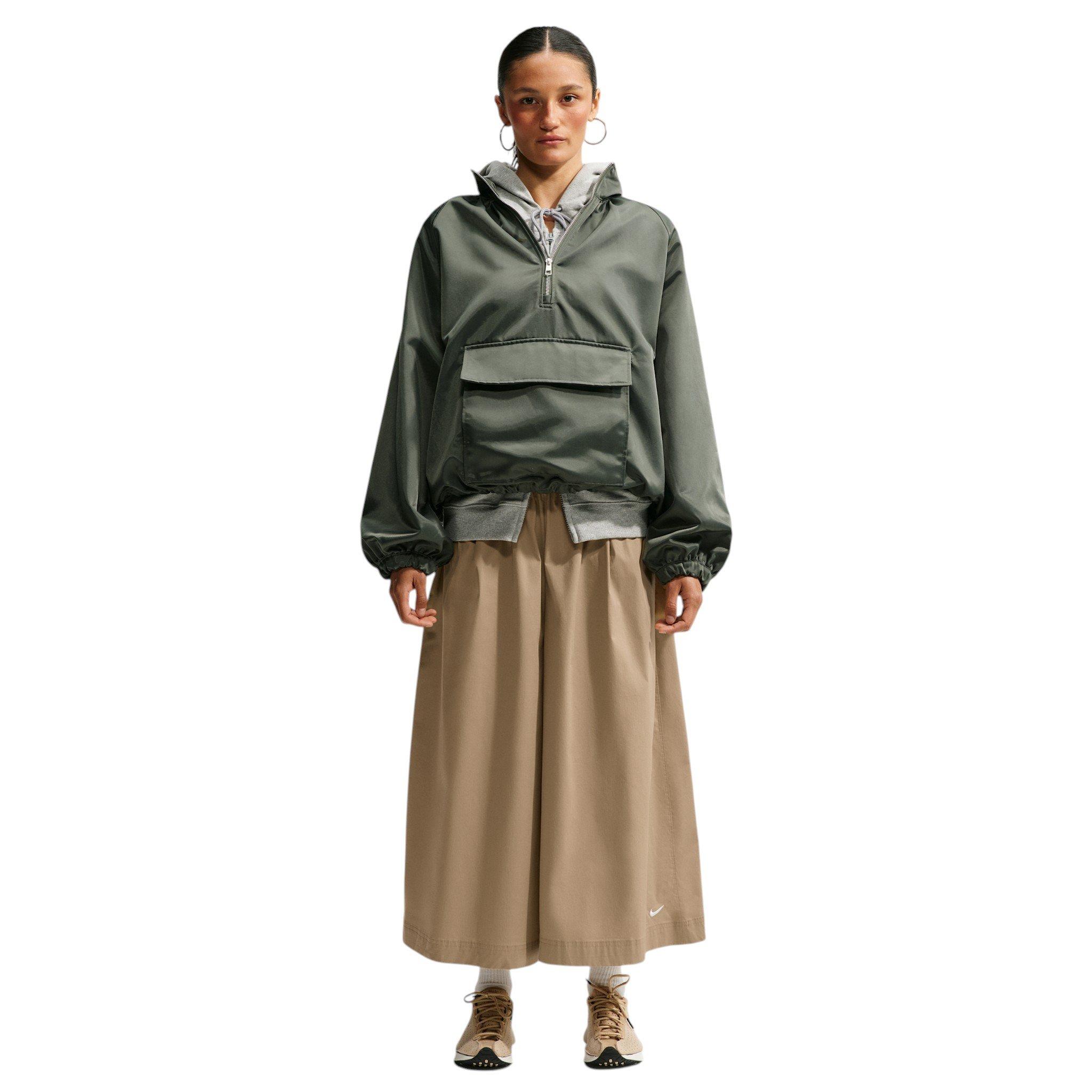 Nike Women's Sportswear Oversized Mid-Rise Poplin Culotte Pants - Beige - BEIGE