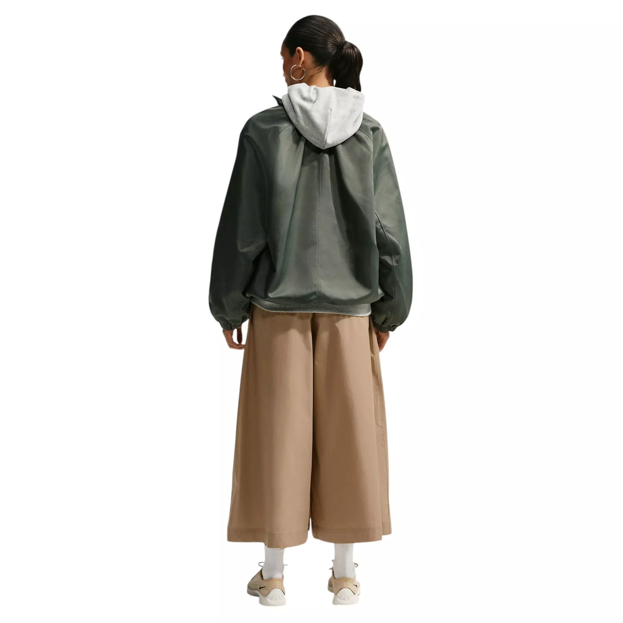 Nike Women's Sportswear Oversized Mid-Rise Poplin Culotte Pants - Beige - BEIGE