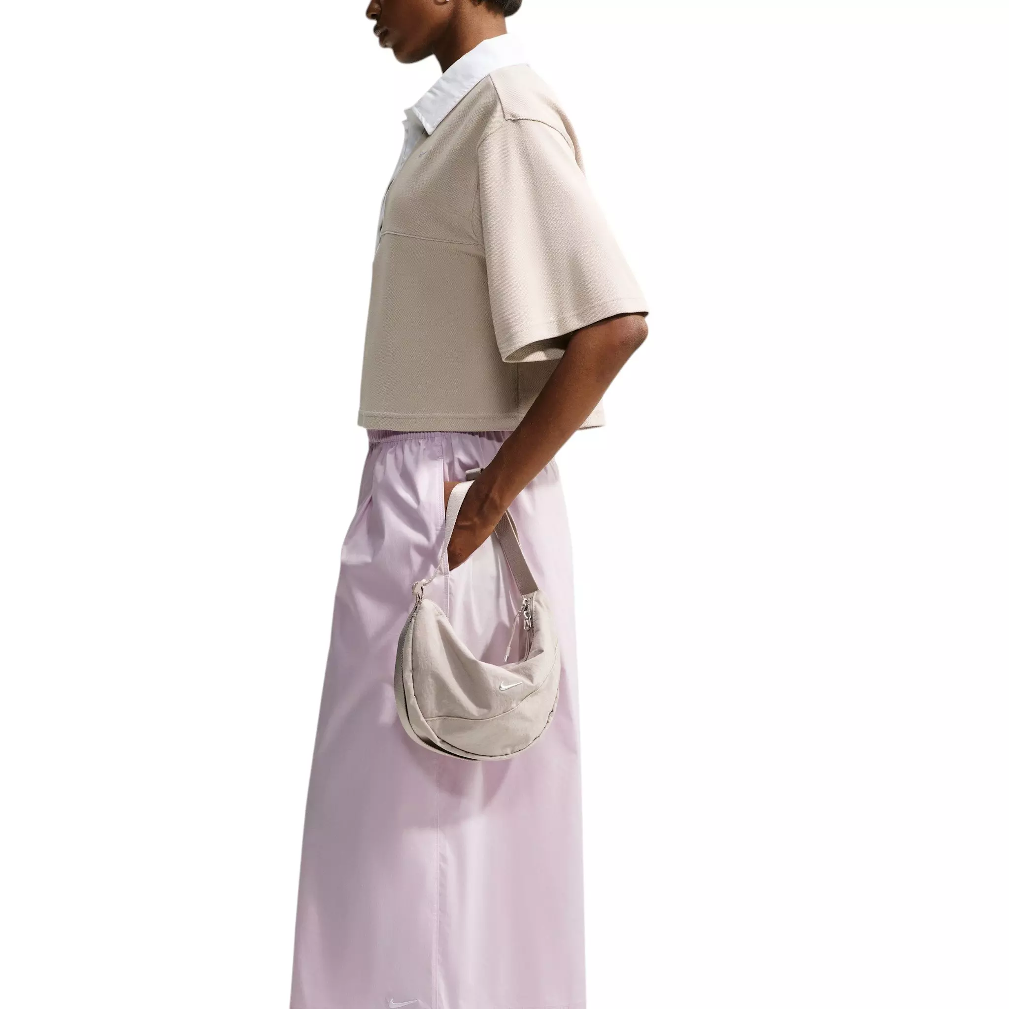 Nike Women's Sportswear Oversized Mid-Rise Poplin Culotte Pants - Lilac - LILAC