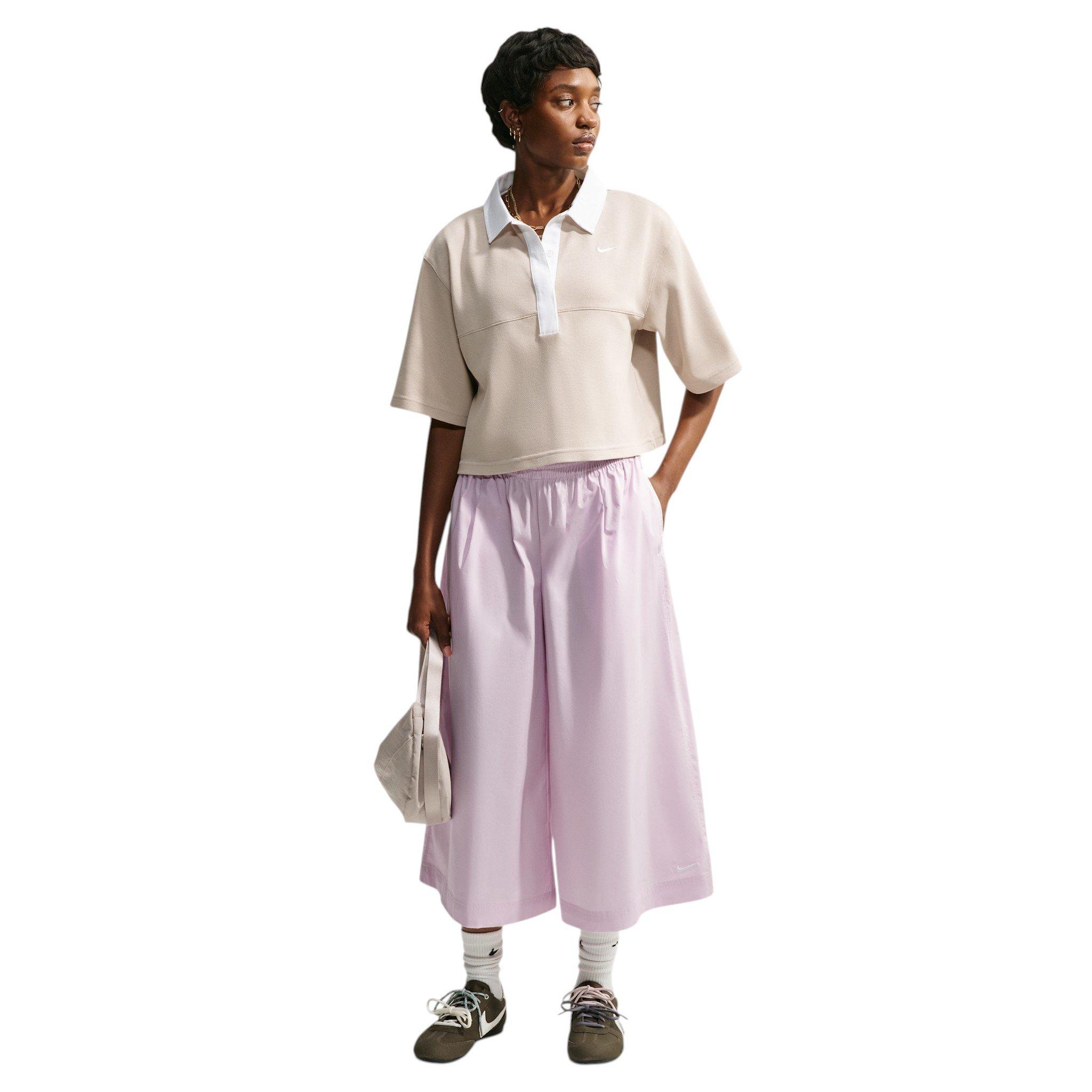 Nike Women's Sportswear Oversized Mid-Rise Poplin Culotte Pants - Lilac - LILAC