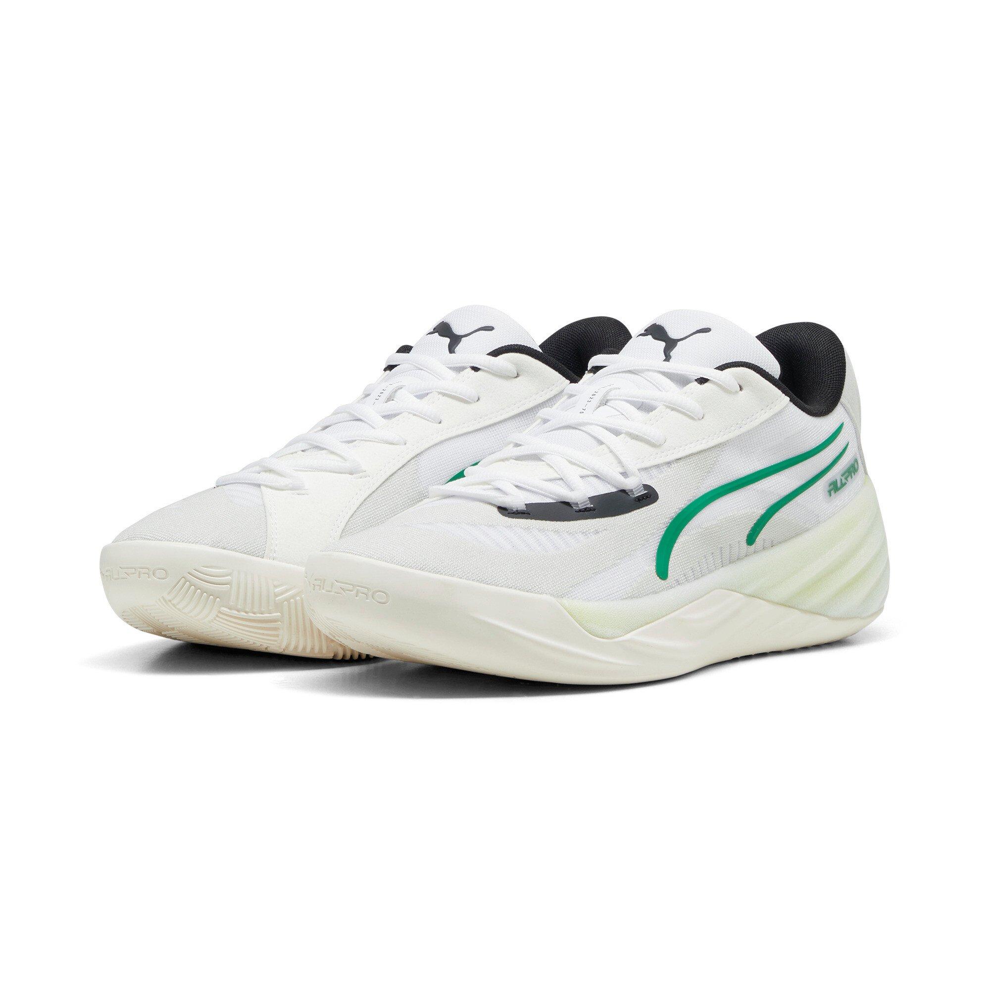 PUMA All-Pro Nitro "Warm White/Glacial Grey/Archive Green" Men's Basketball Shoe - WHITE/GREY/GREEN Thumbnail View 3