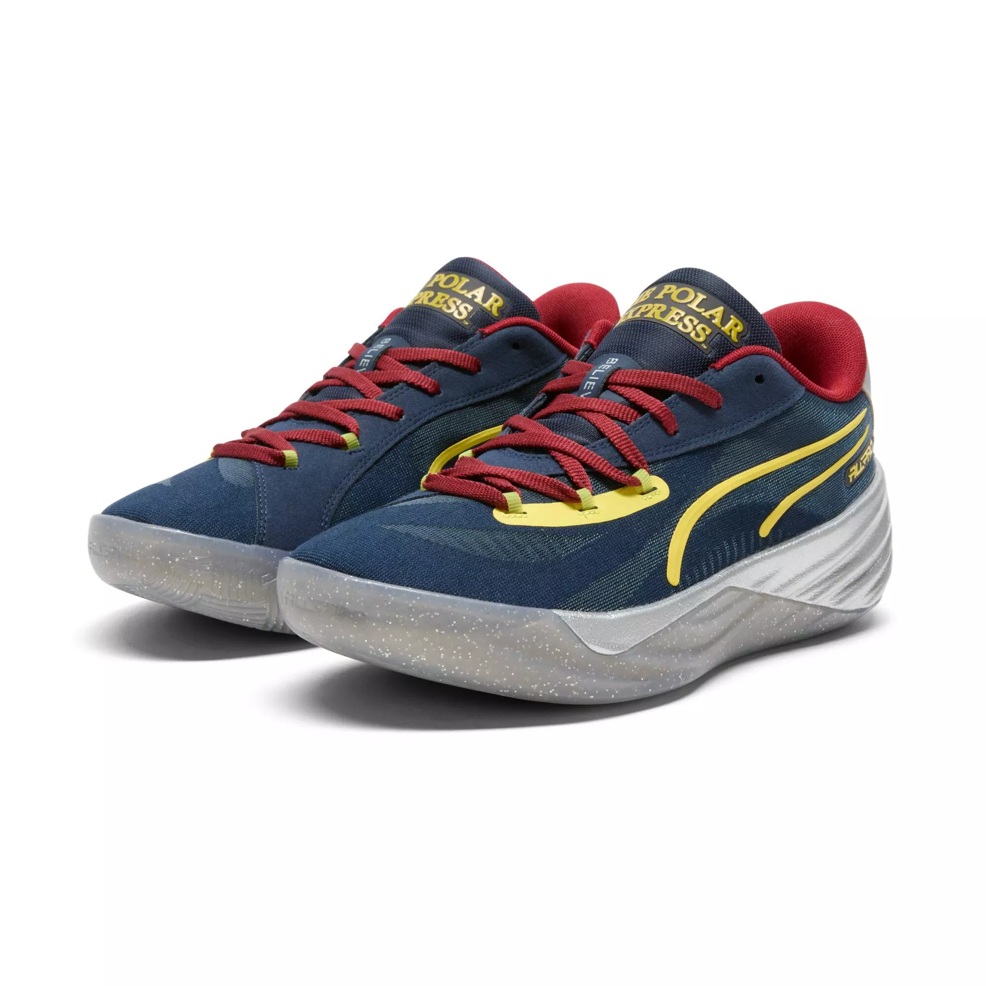 PUMA All-Pro Nitro Polar Express "Club Navy/Intense Red/Golden Fog" Men's Basketball Shoe - NAVY/RED/GOLDEN
