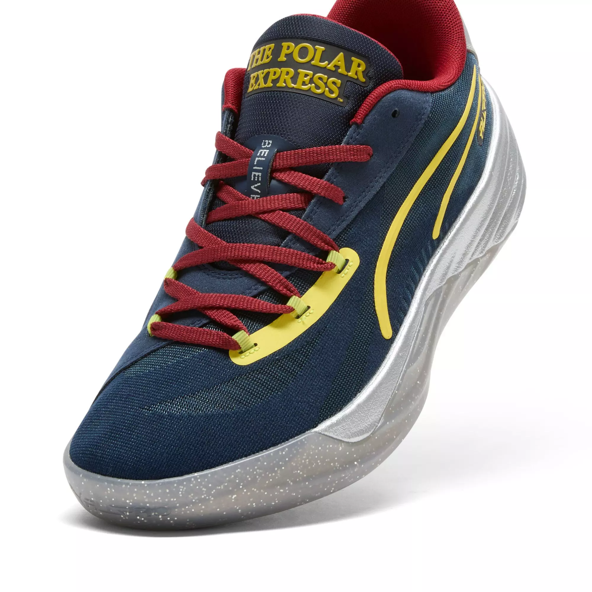 PUMA All-Pro Nitro Polar Express "Club Navy/Intense Red/Golden Fog" Men's Basketball Shoe - NAVY/RED/GOLDEN