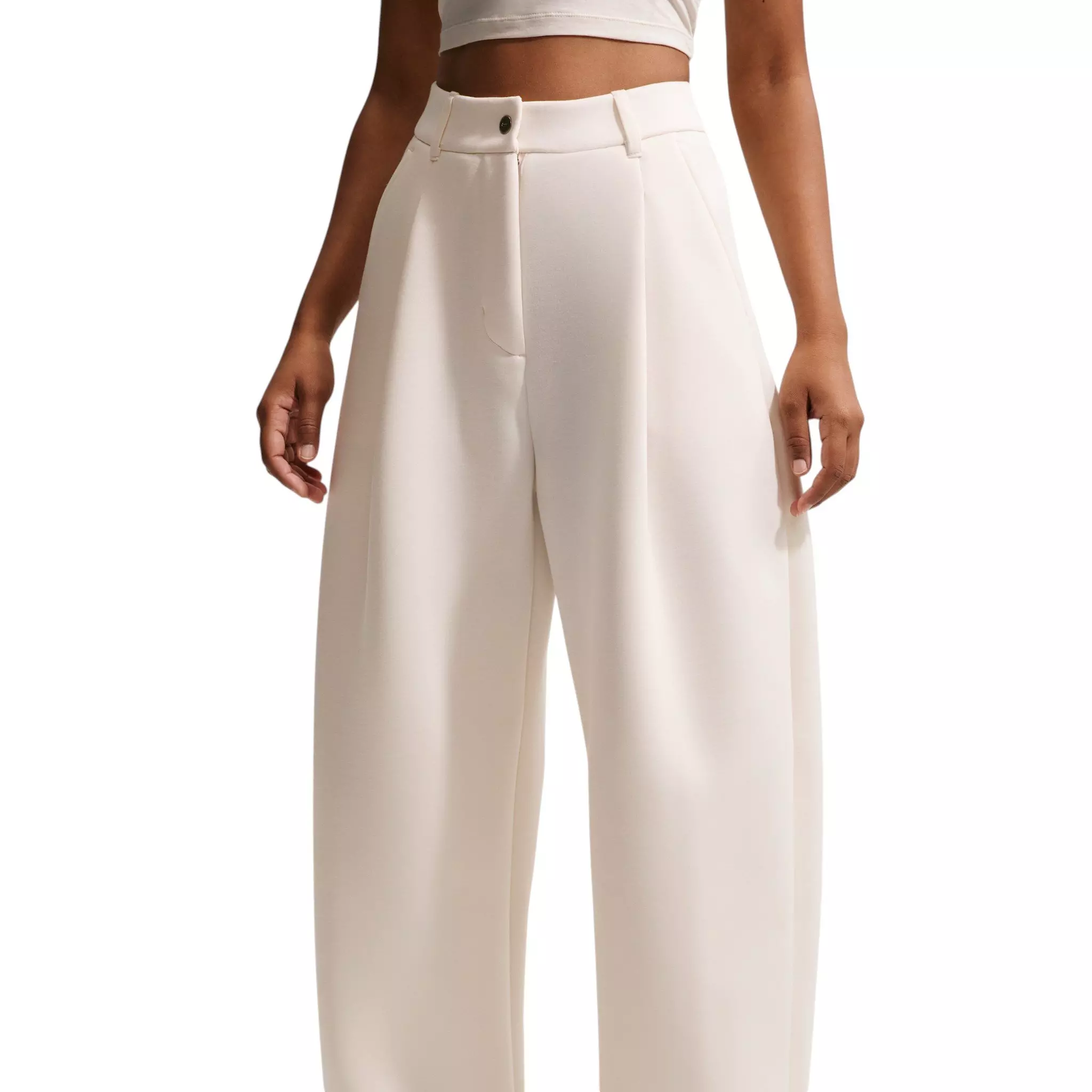 Nike Women's Pregame Fleece Loose Mid-Rise Trousers - Chalk - CHALK