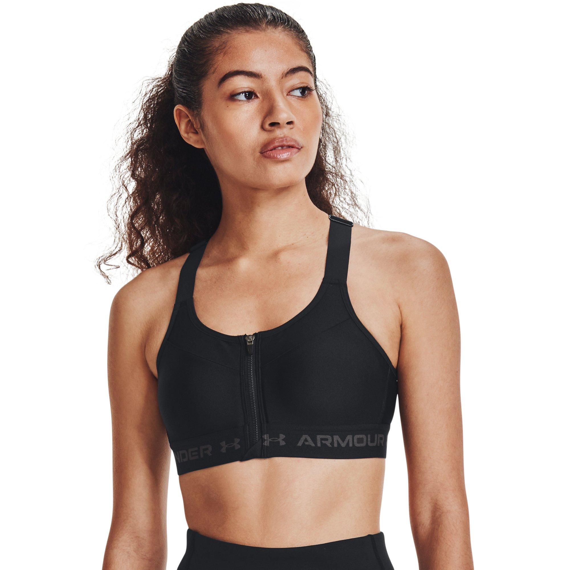 Under Armour Black High Crossback Zip Sports Bra Size 38DD NWOT