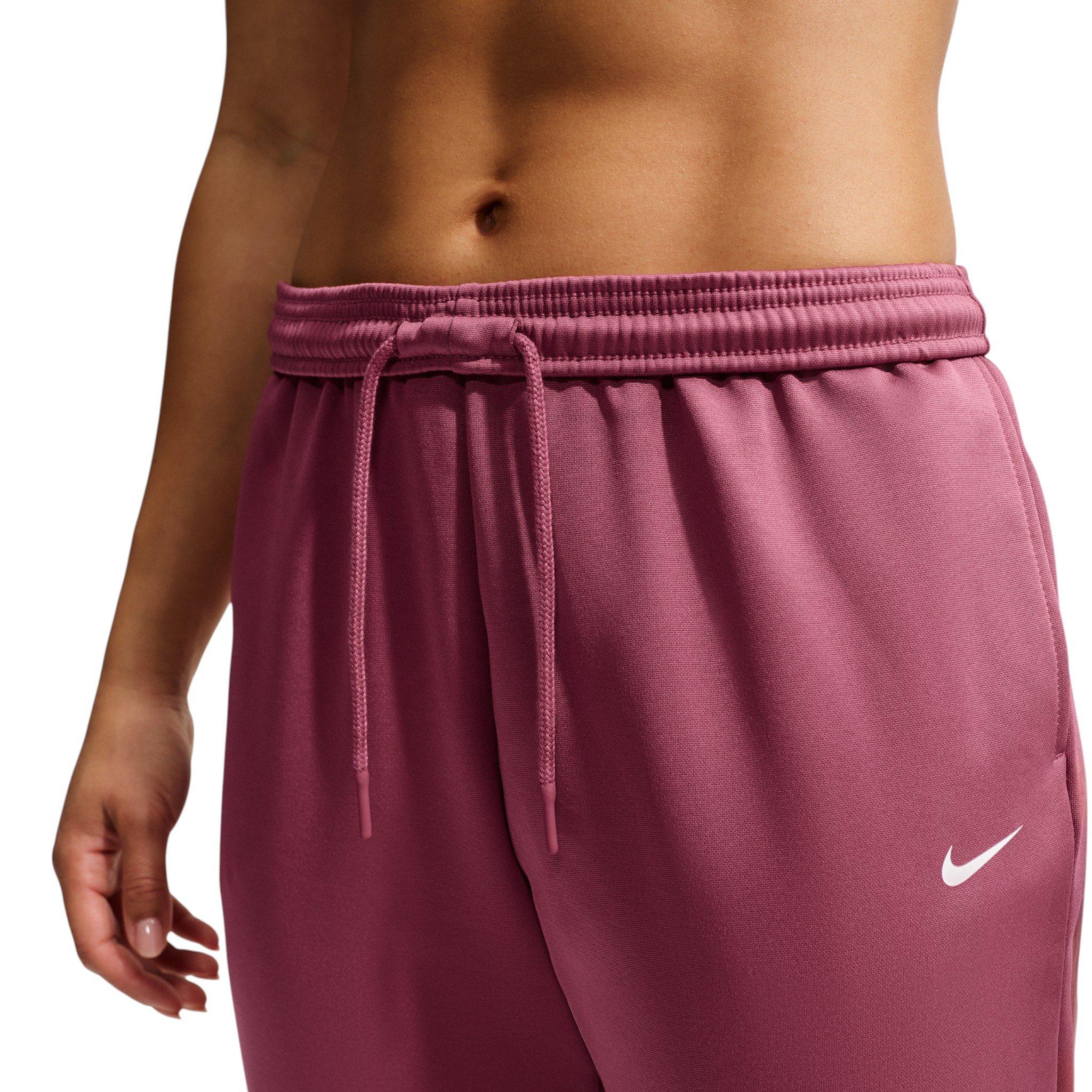 Nike Women's Studio Fleece Sport Therma-FIT Mid-Rise Pants - Pink Smoke - PINK SMOKE