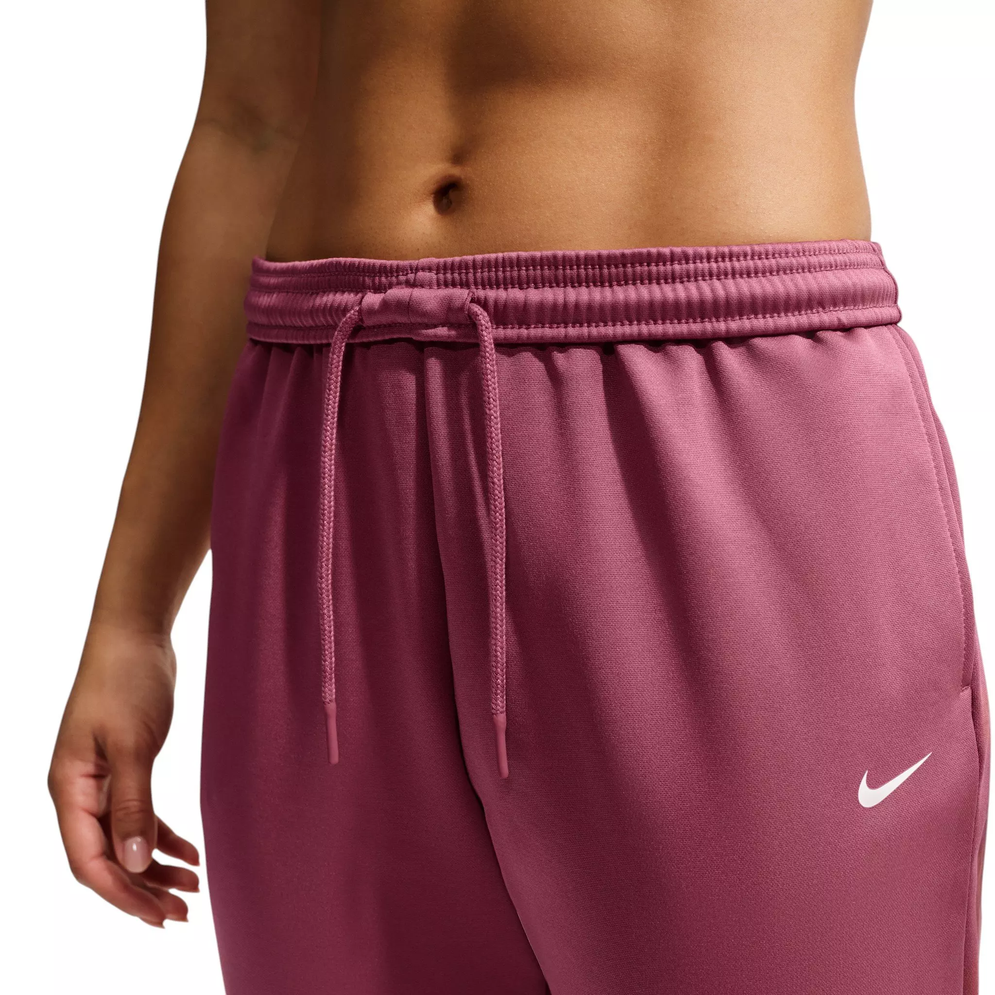 Nike Women's Studio Fleece Sport Therma-FIT Mid-Rise Pants - Pink Smoke - PINK SMOKE