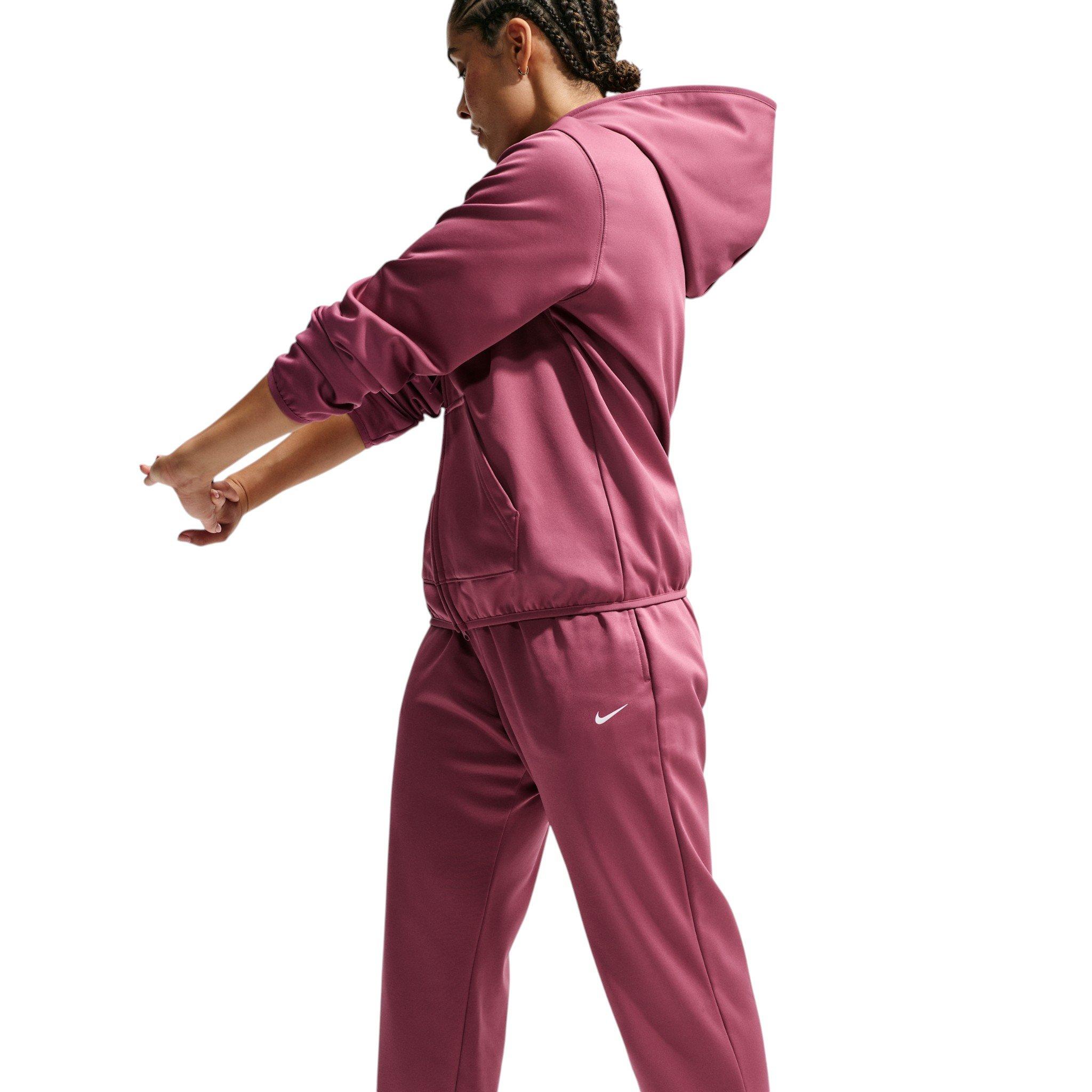 Nike Women's Studio Fleece Sport Therma-FIT Mid-Rise Pants - Pink Smoke - PINK SMOKE