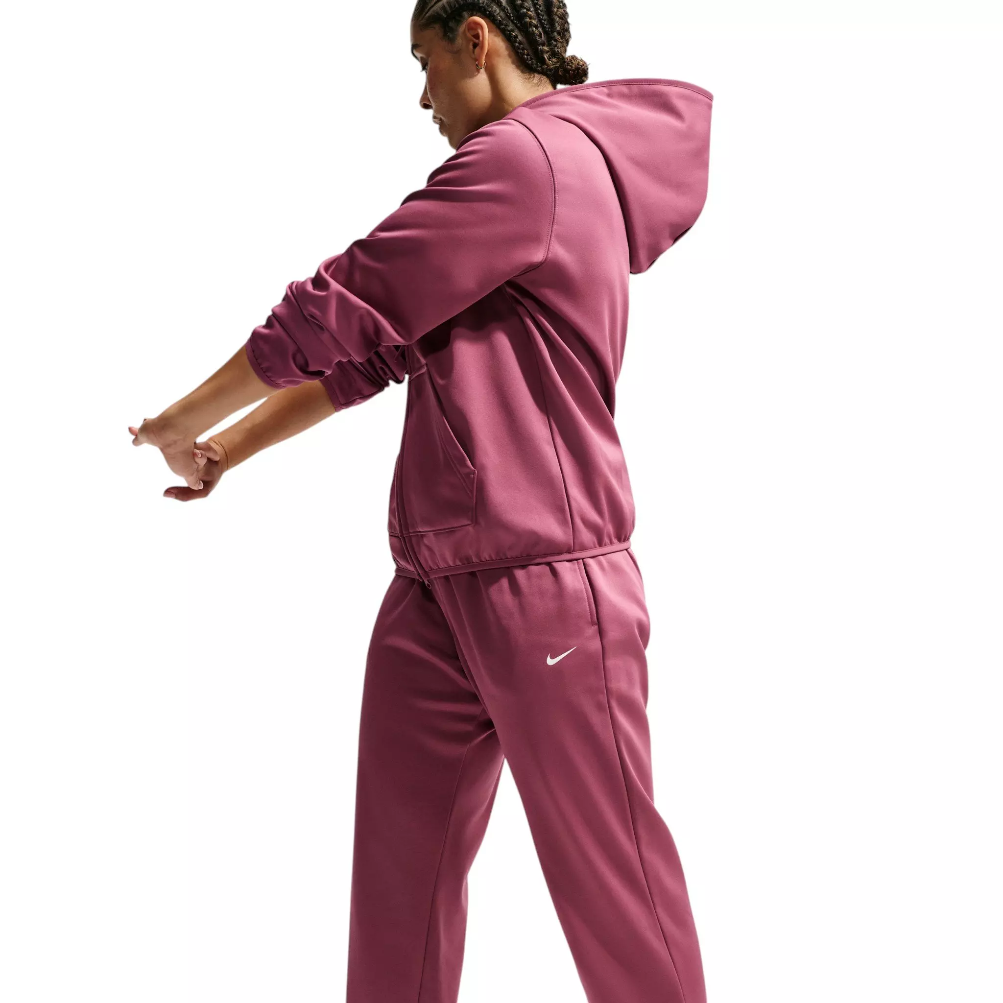 Nike Women's Studio Fleece Sport Therma-FIT Mid-Rise Pants - Pink Smoke - PINK SMOKE