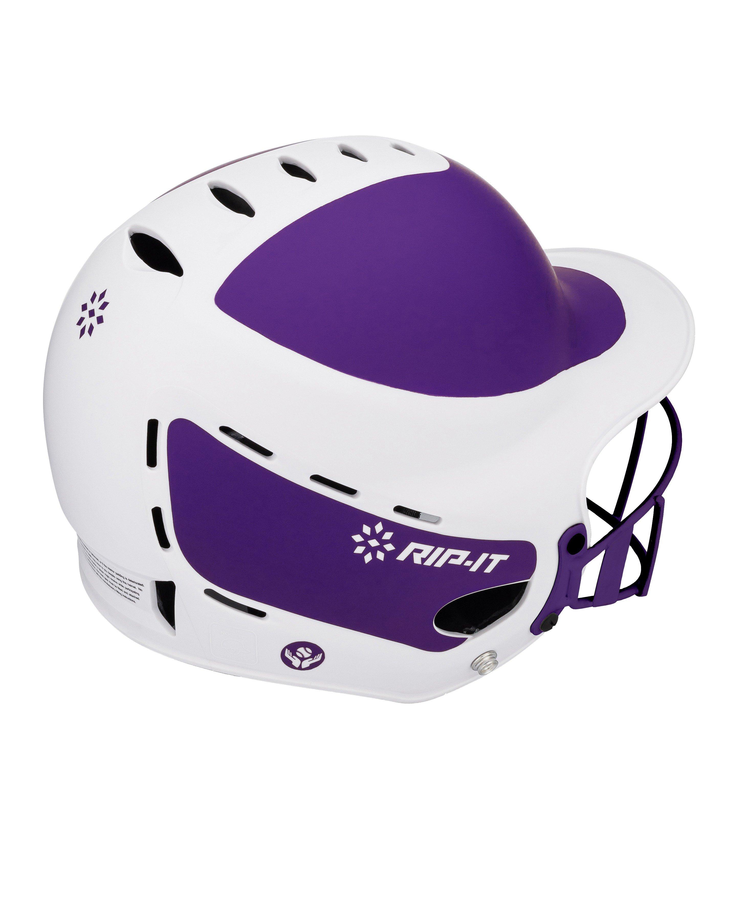 RIP-IT Vision Pro Two-Tone Matte S/M Softball Helmet - PURPLE/WHITE Thumbnail View 2