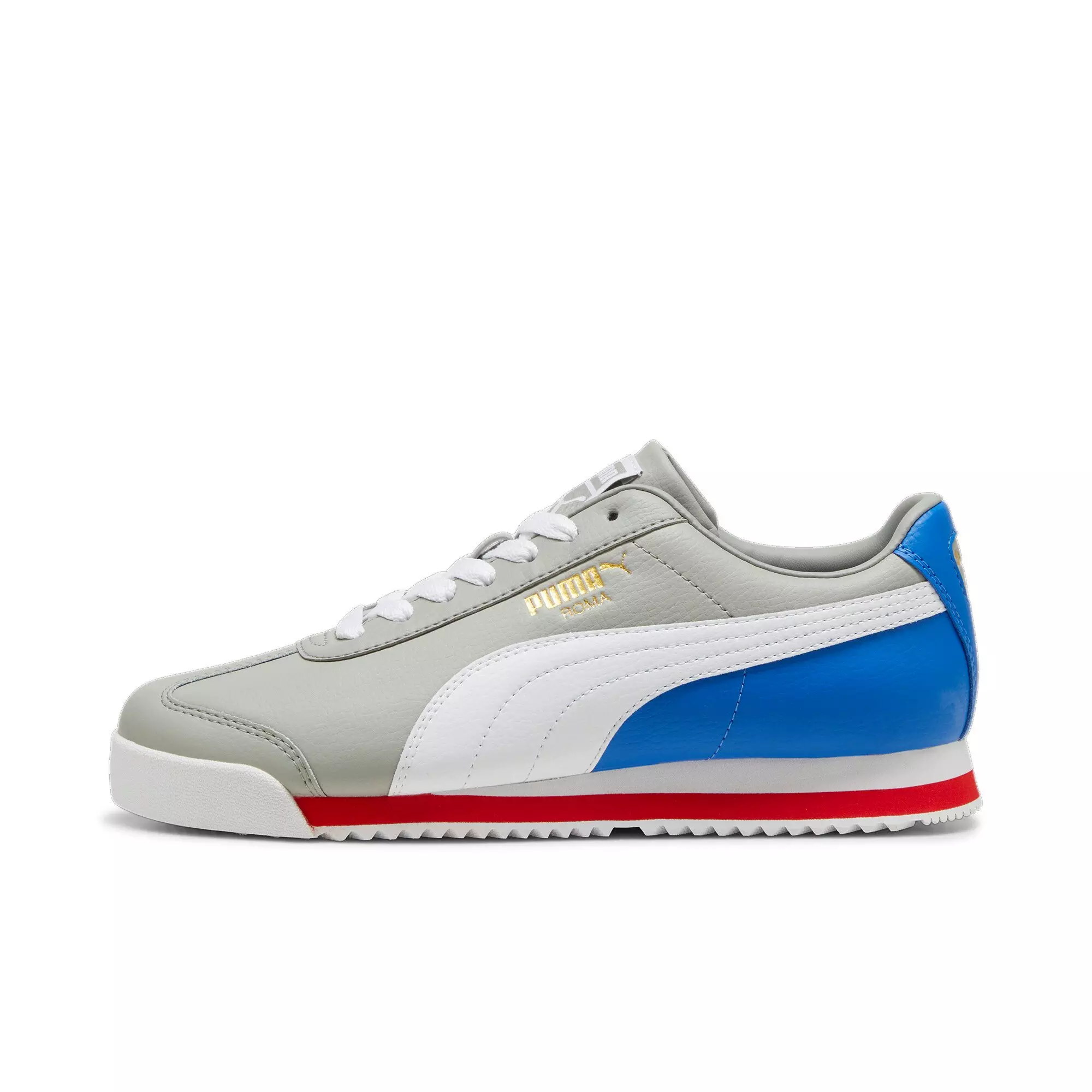 PUMA Roma 24 Standard "Smokey Grey/Hyperlink Blue/For All Time Red" Men's Shoe - GREY/BLUE/RED