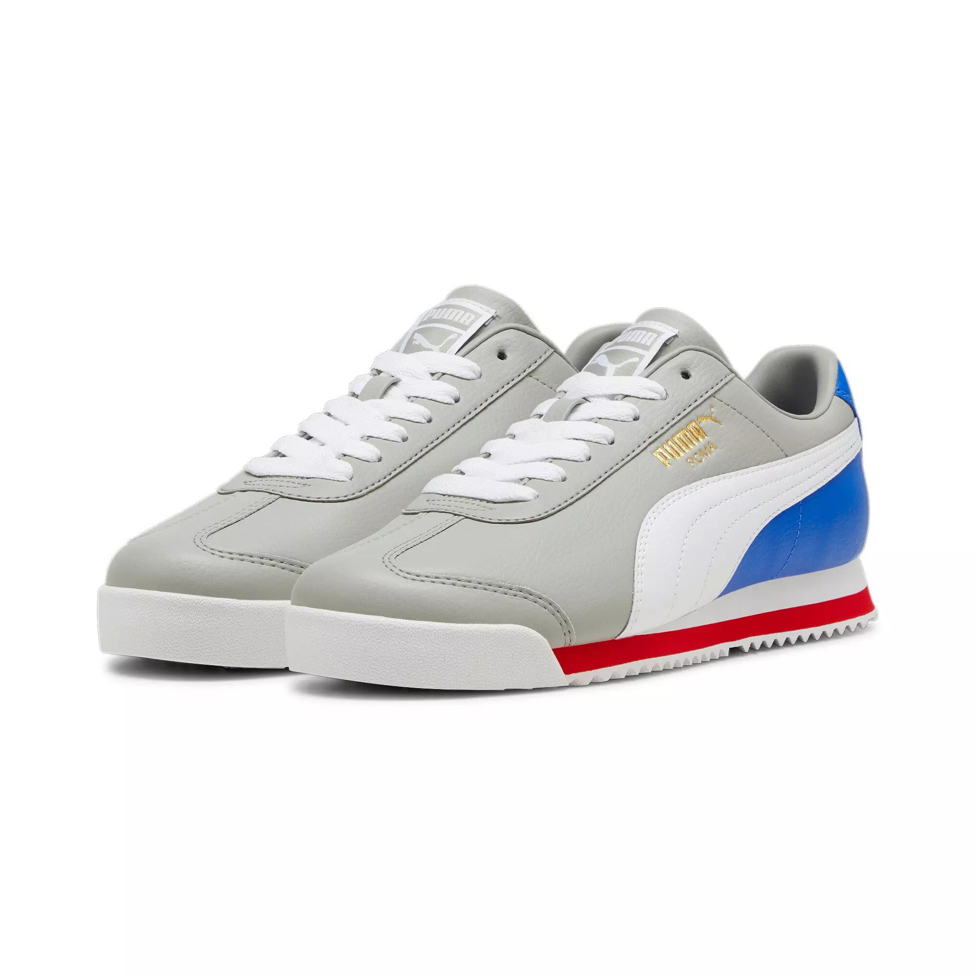 PUMA Roma 24 Standard "Smokey Grey/Hyperlink Blue/For All Time Red" Men's Shoe - GREY/BLUE/RED