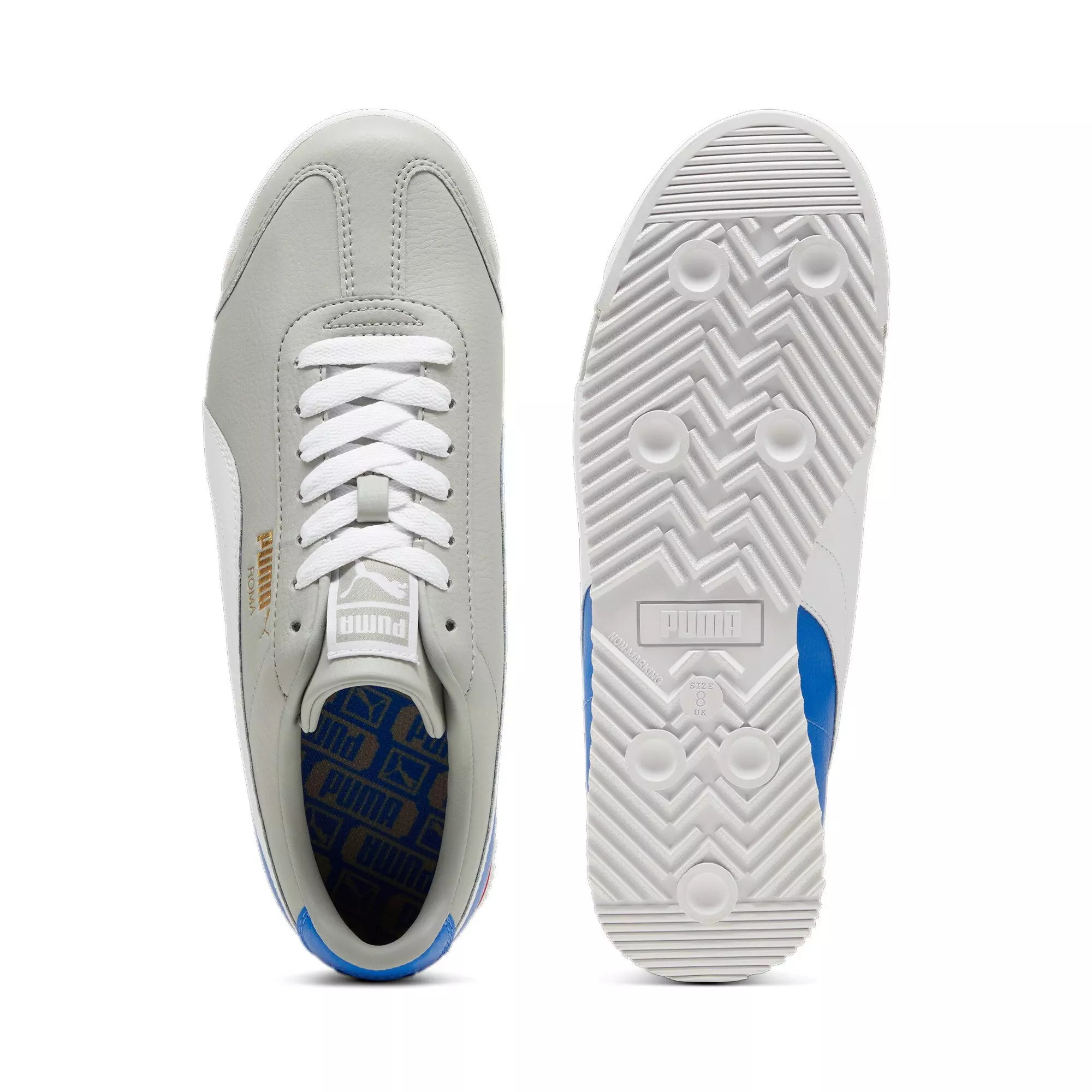 PUMA Roma 24 Standard "Smokey Grey/Hyperlink Blue/For All Time Red" Men's Shoe - GREY/BLUE/RED