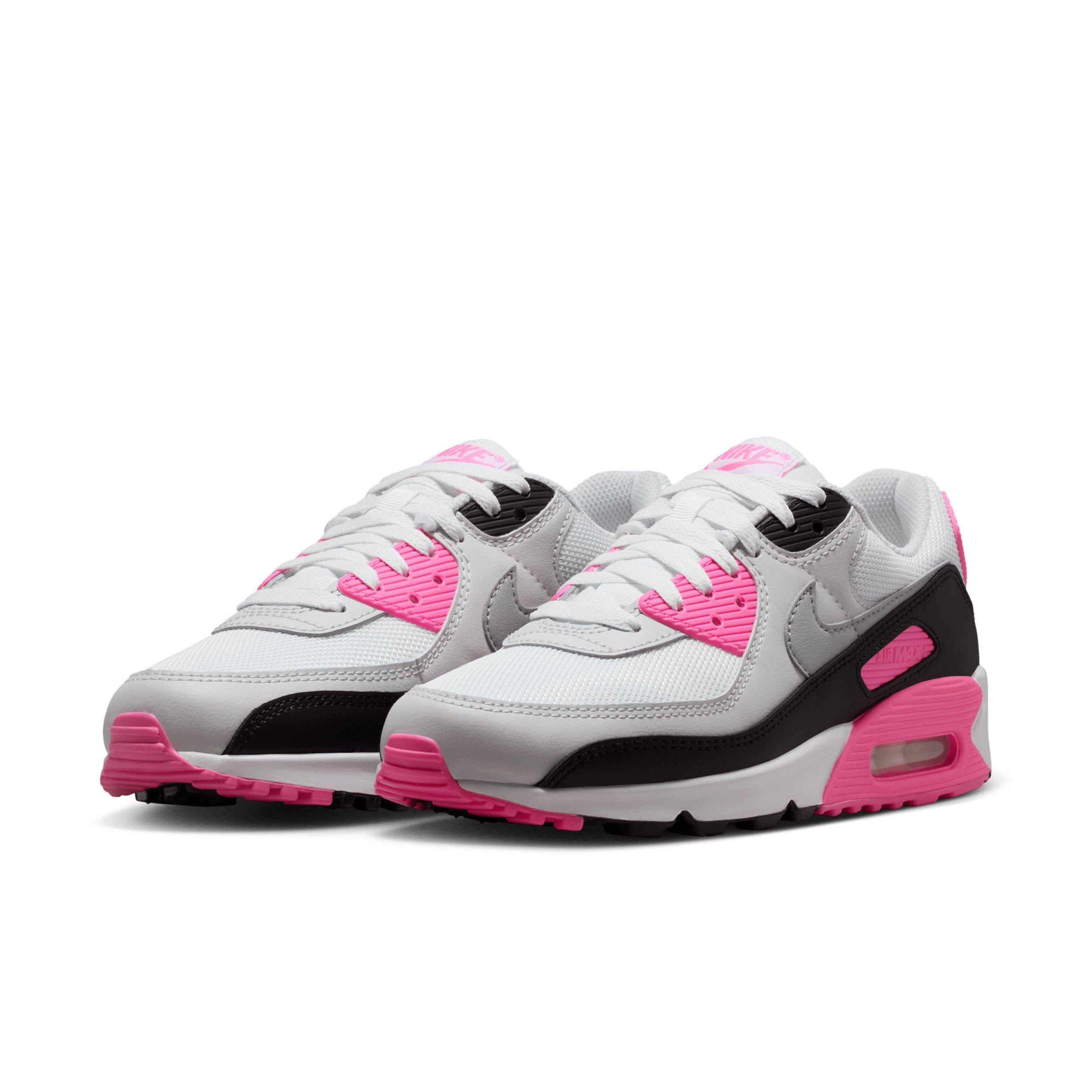 Nike Air Max 90 "White/Pink Glow/Black/Wolf Grey" Women's Shoe - WHITE/PINK/BLACK/GREY Thumbnail View 3