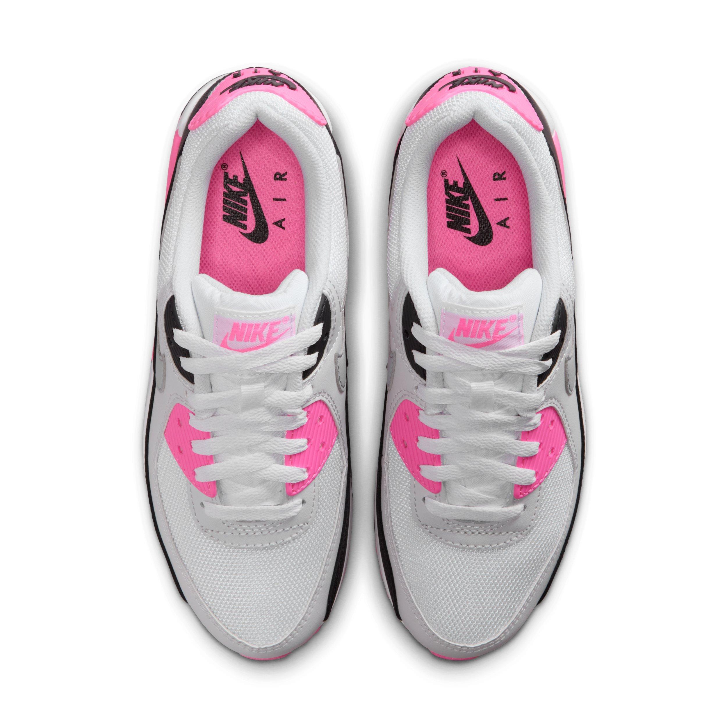 Nike Air Max 90 "White/Pink Glow/Black/Wolf Grey" Women's Shoe - WHITE/PINK/BLACK/GREY Thumbnail View 4