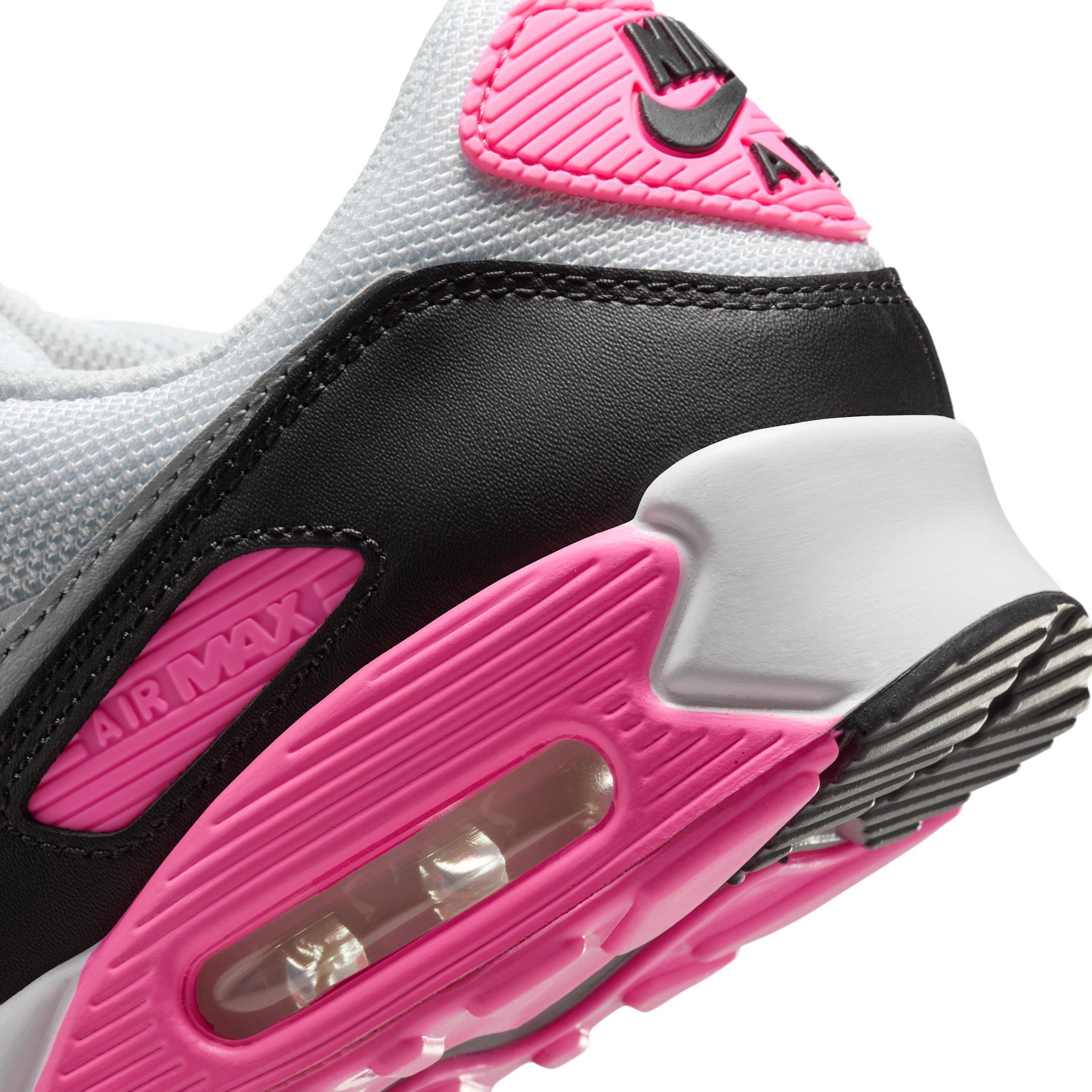 Nike Air Max 90 "White/Pink Glow/Black/Wolf Grey" Women's Shoe - WHITE/PINK/BLACK/GREY Thumbnail View 8