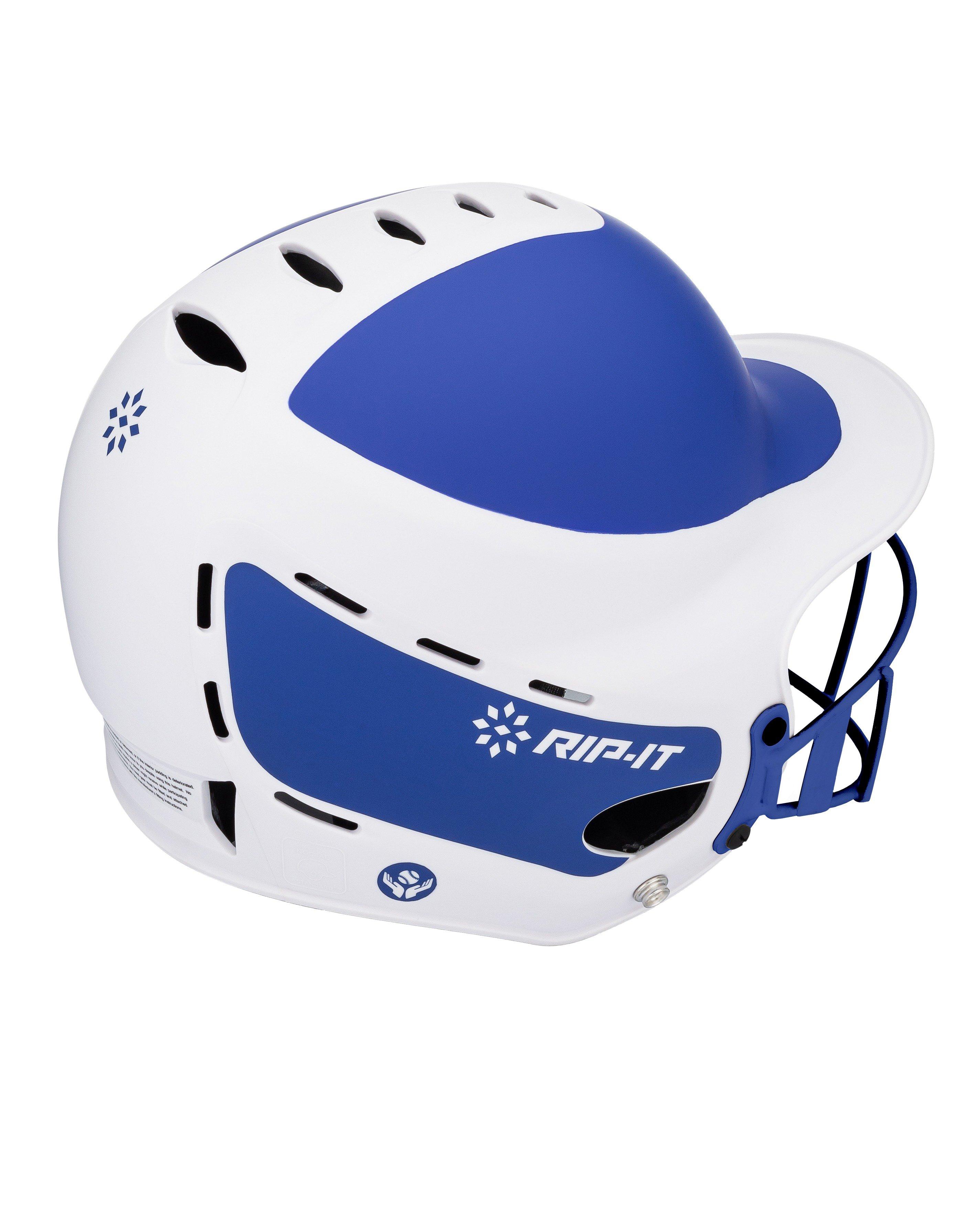 RIP-IT Vision Pro Two-Tone Matte M/L Softball Helmet - ROYAL/WHITE Thumbnail View 2