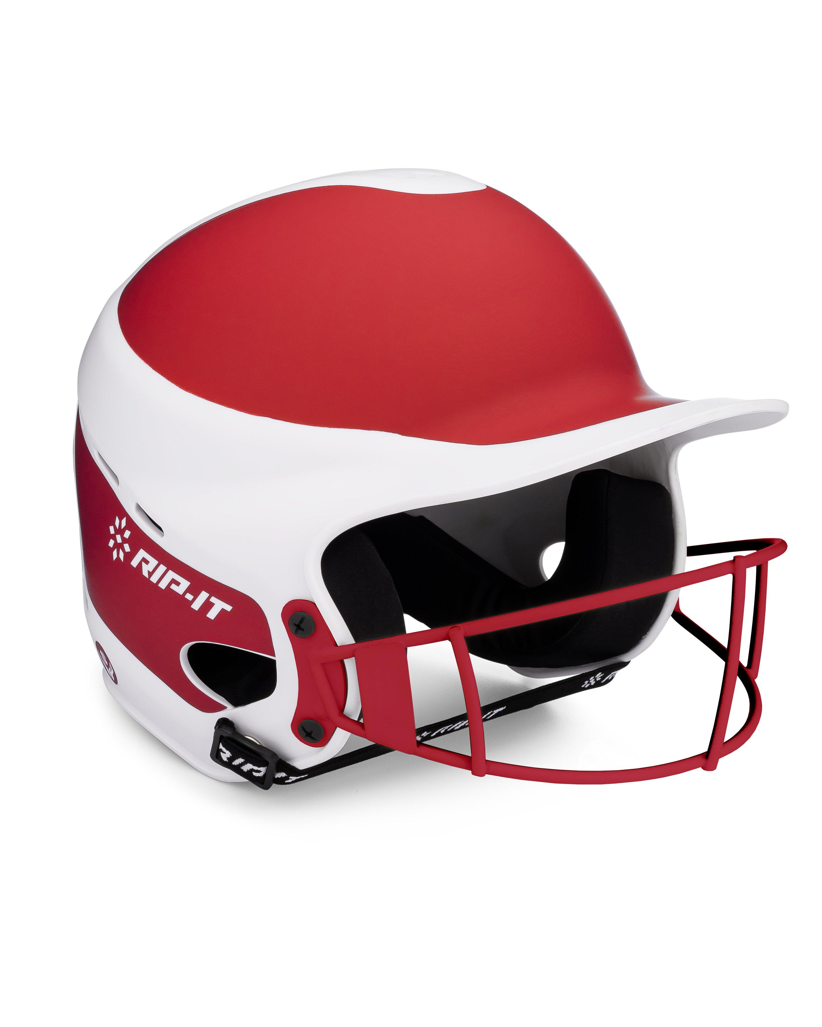 RIP-IT Vision Pro Two-Tone Matte M/L Softball Helmet - RED/WHITE Thumbnail View 1
