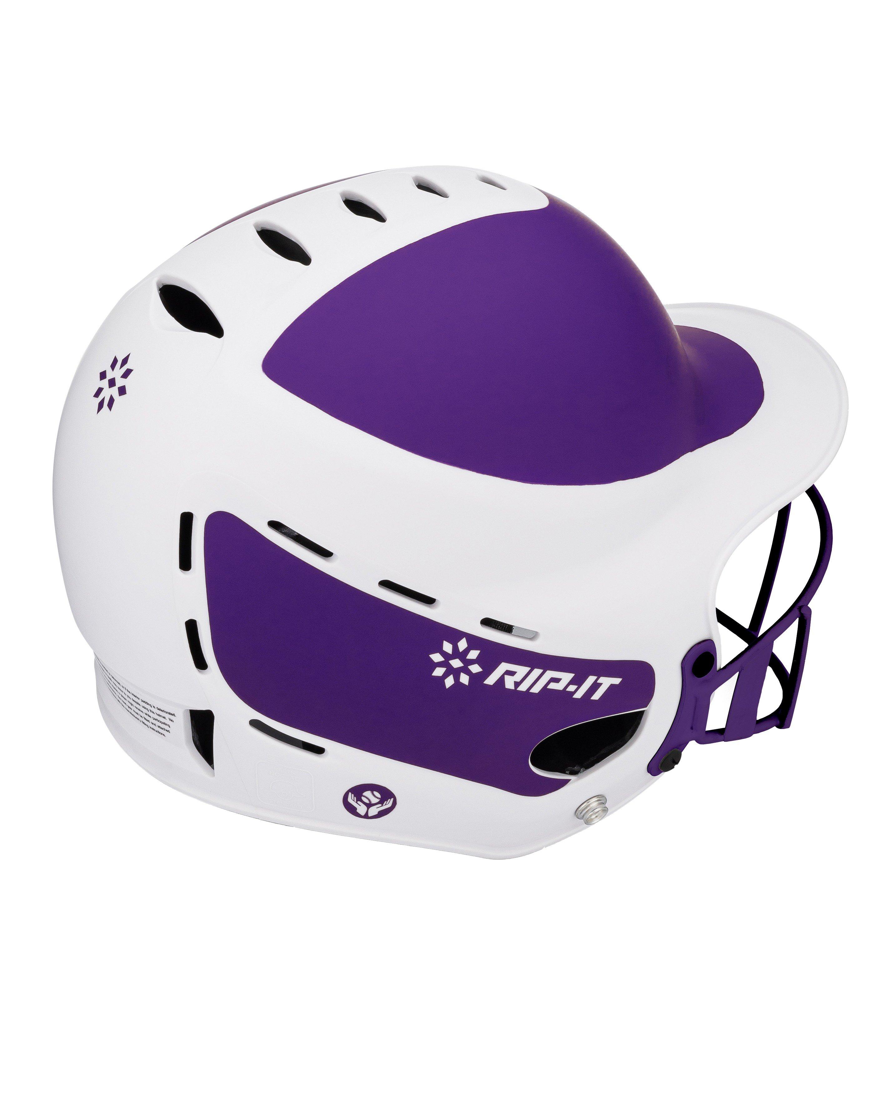 RIP-IT Vision Pro Two-Tone Matte M/L Softball Helmet - PURPLE/WHITE Thumbnail View 2