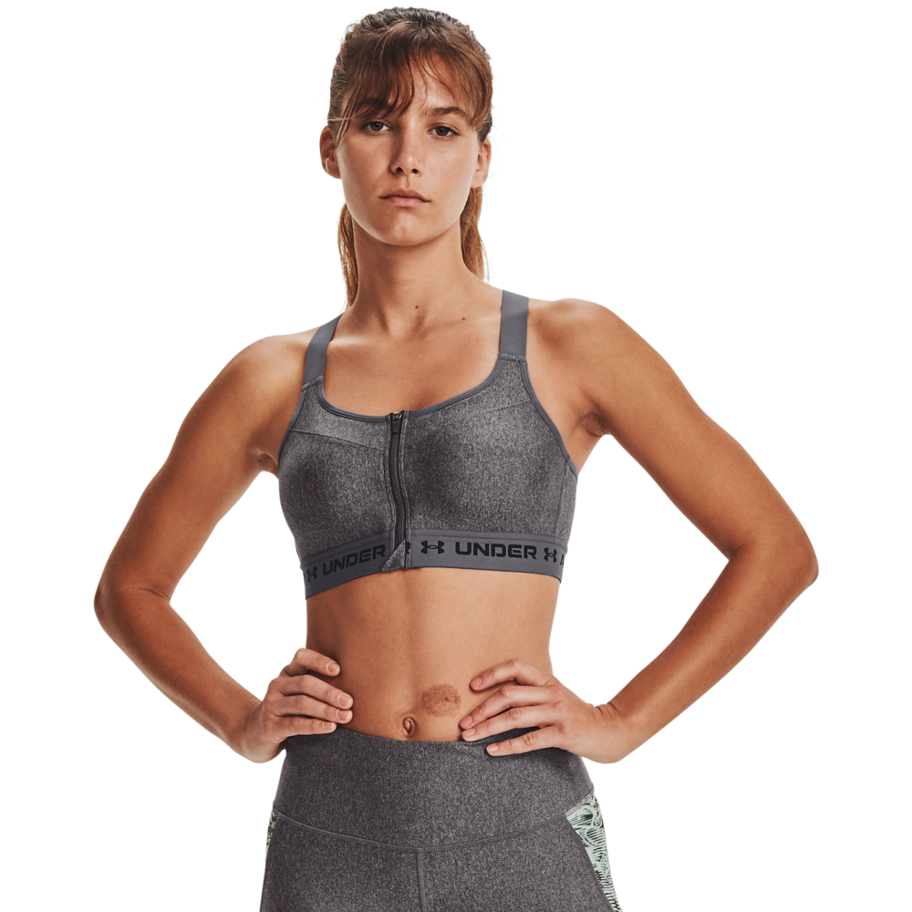 Under Armour Women's Armour High Crossback Heather Zip Bra, Charcoal Light  Heather (019)/Black, 36DD : : Clothing, Shoes & Accessories