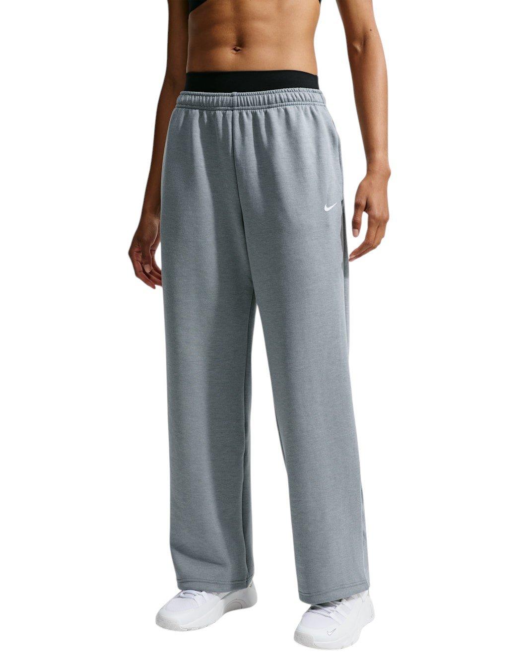 Nike Women's Studio Fleece Sport Dri-FIT Mid-Rise Open-Hem Pants - Grey - GREY