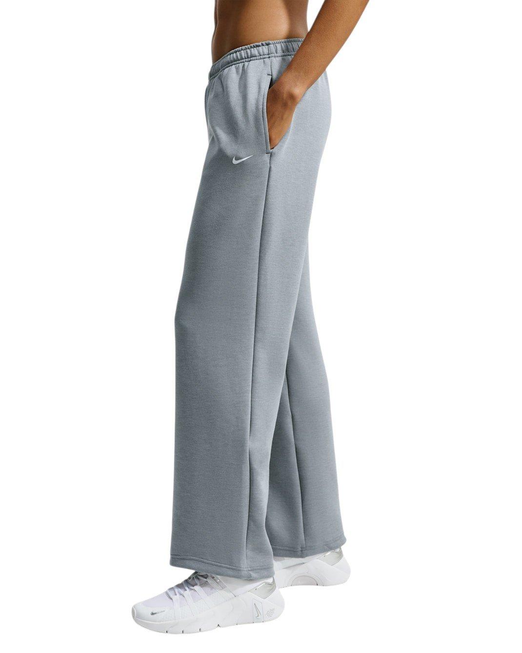 Nike Women's Studio Fleece Sport Dri-FIT Mid-Rise Open-Hem Pants - Grey - GREY