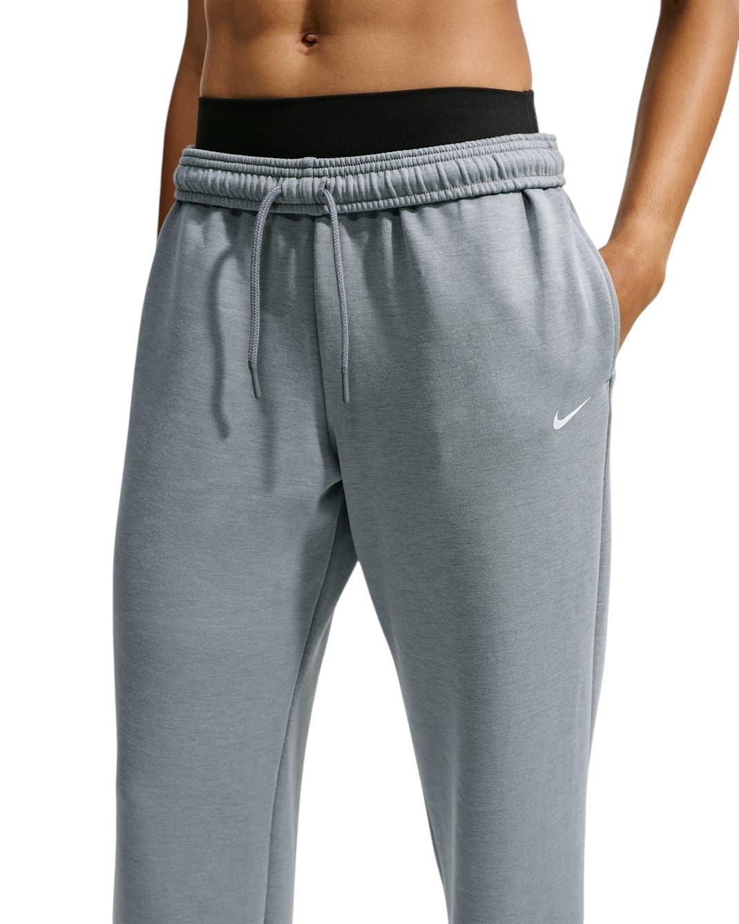 Nike Women's Studio Fleece Sport Dri-FIT Mid-Rise Open-Hem Pants - Grey - GREY