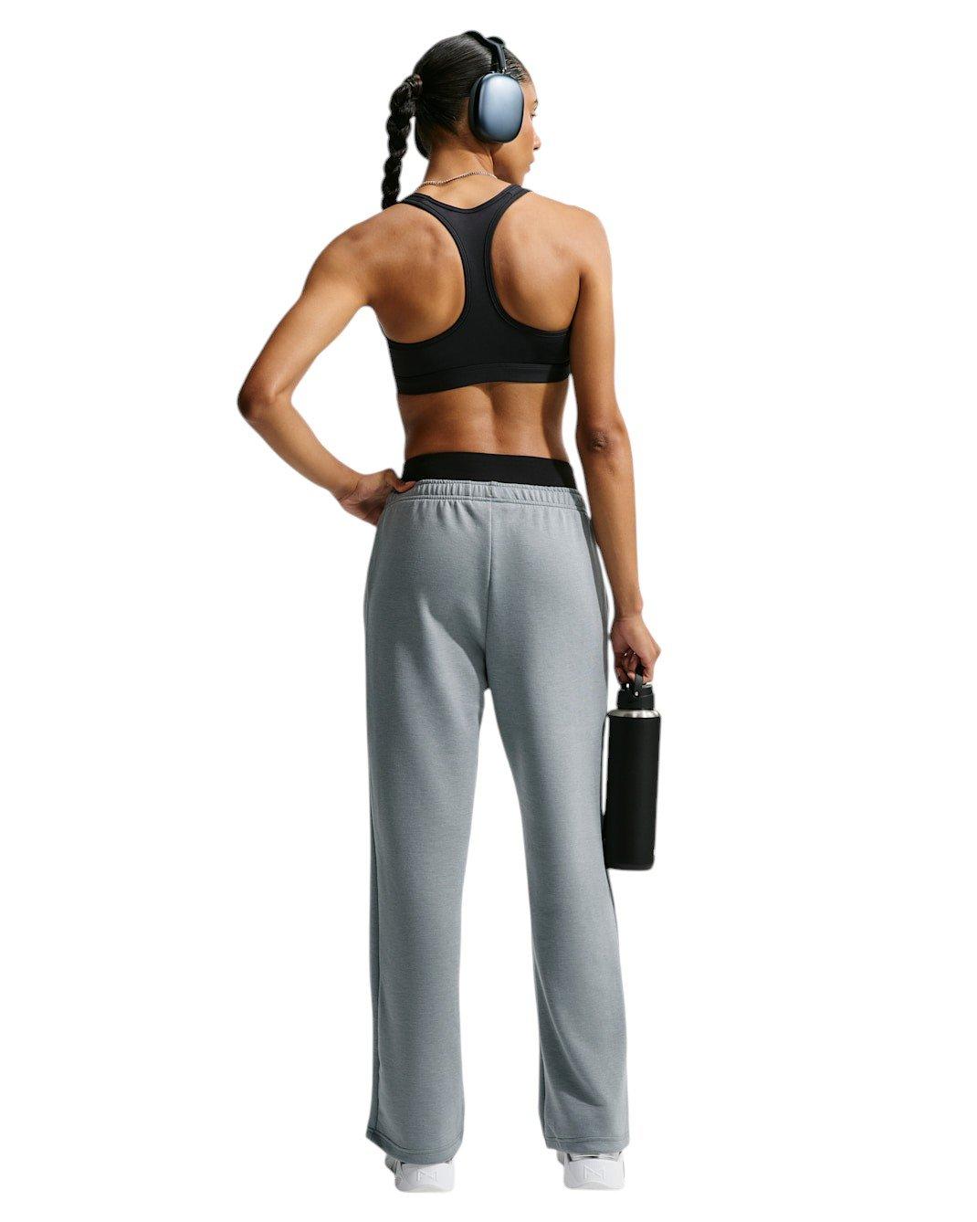 Nike Women's Studio Fleece Sport Dri-FIT Mid-Rise Open-Hem Pants - Grey - GREY