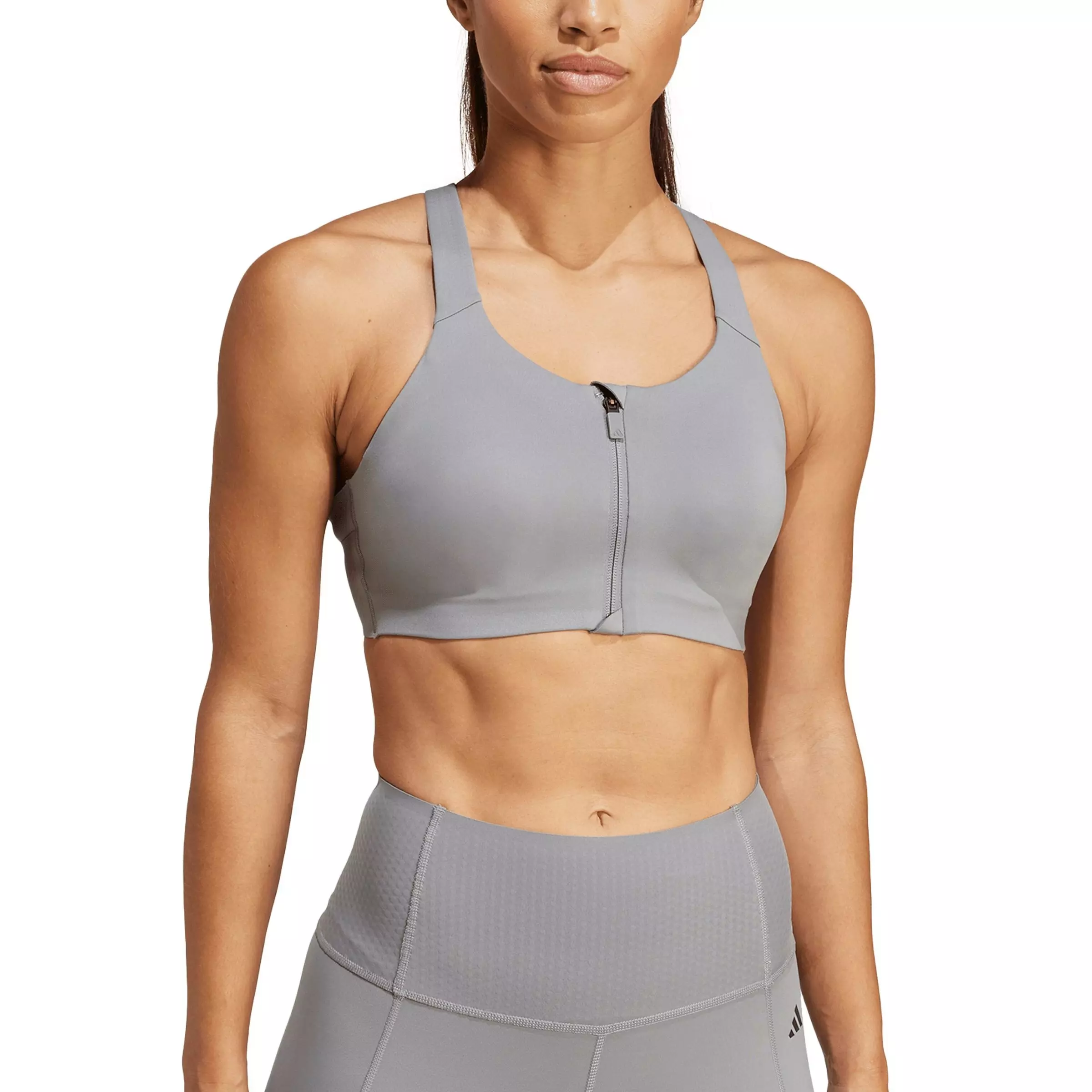 adidas Women's TLRD Impact Luxe High-Support Zip Bra - Grey - GREY
