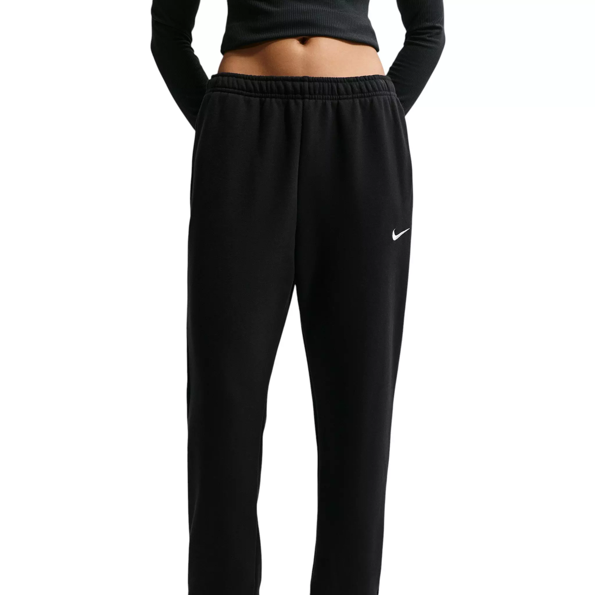 Nike Women's Studio Fleece Med-Weight Mid-Rise Joggers - Black - BLACK