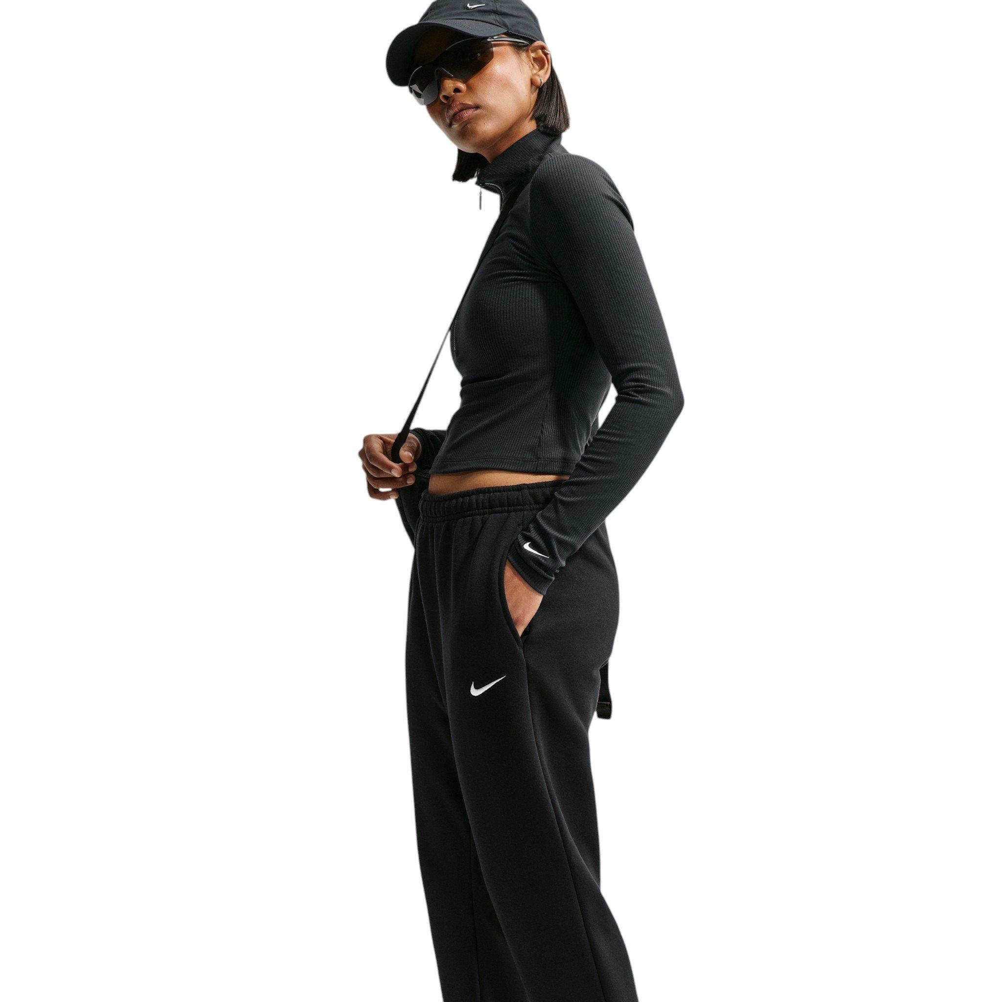 Nike Women's Studio Fleece Med-Weight Mid-Rise Joggers - Black - BLACK