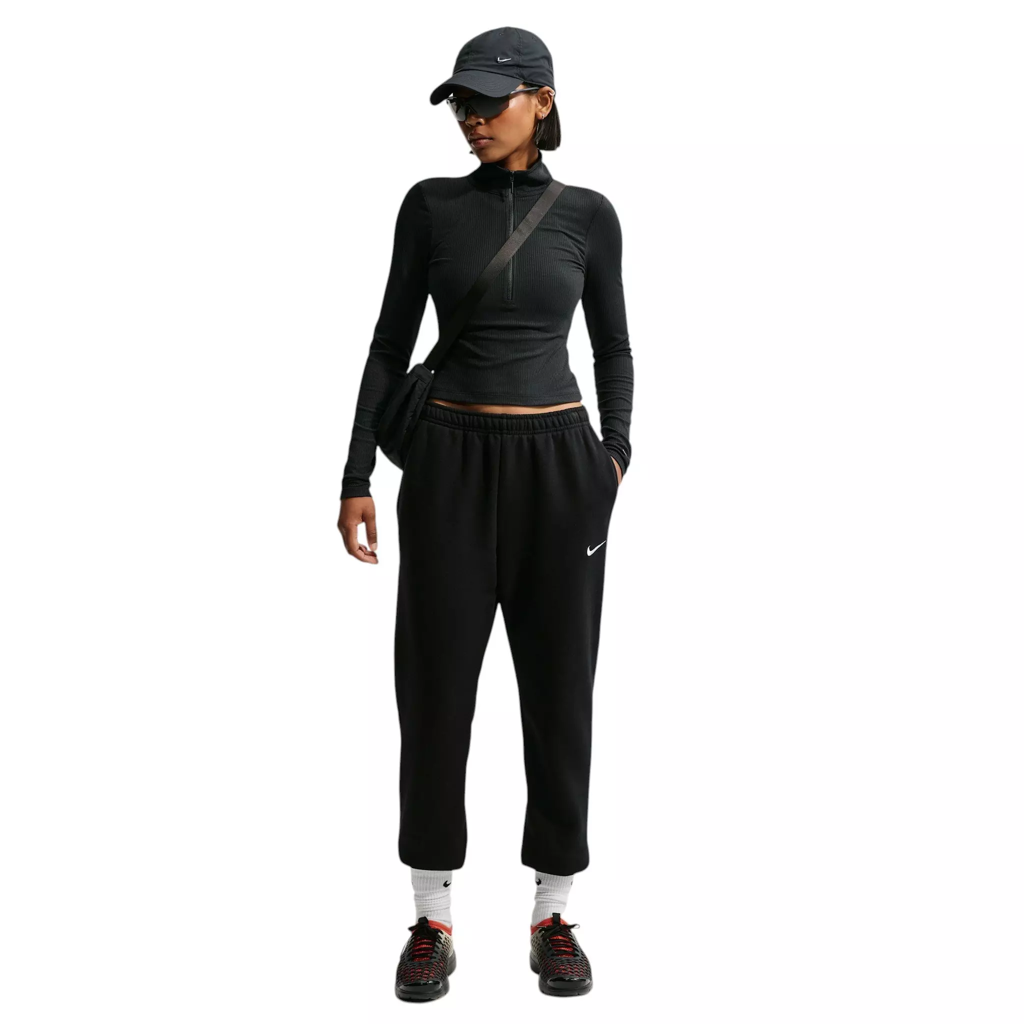 Nike Women's Studio Fleece Med-Weight Mid-Rise Joggers - Black - BLACK