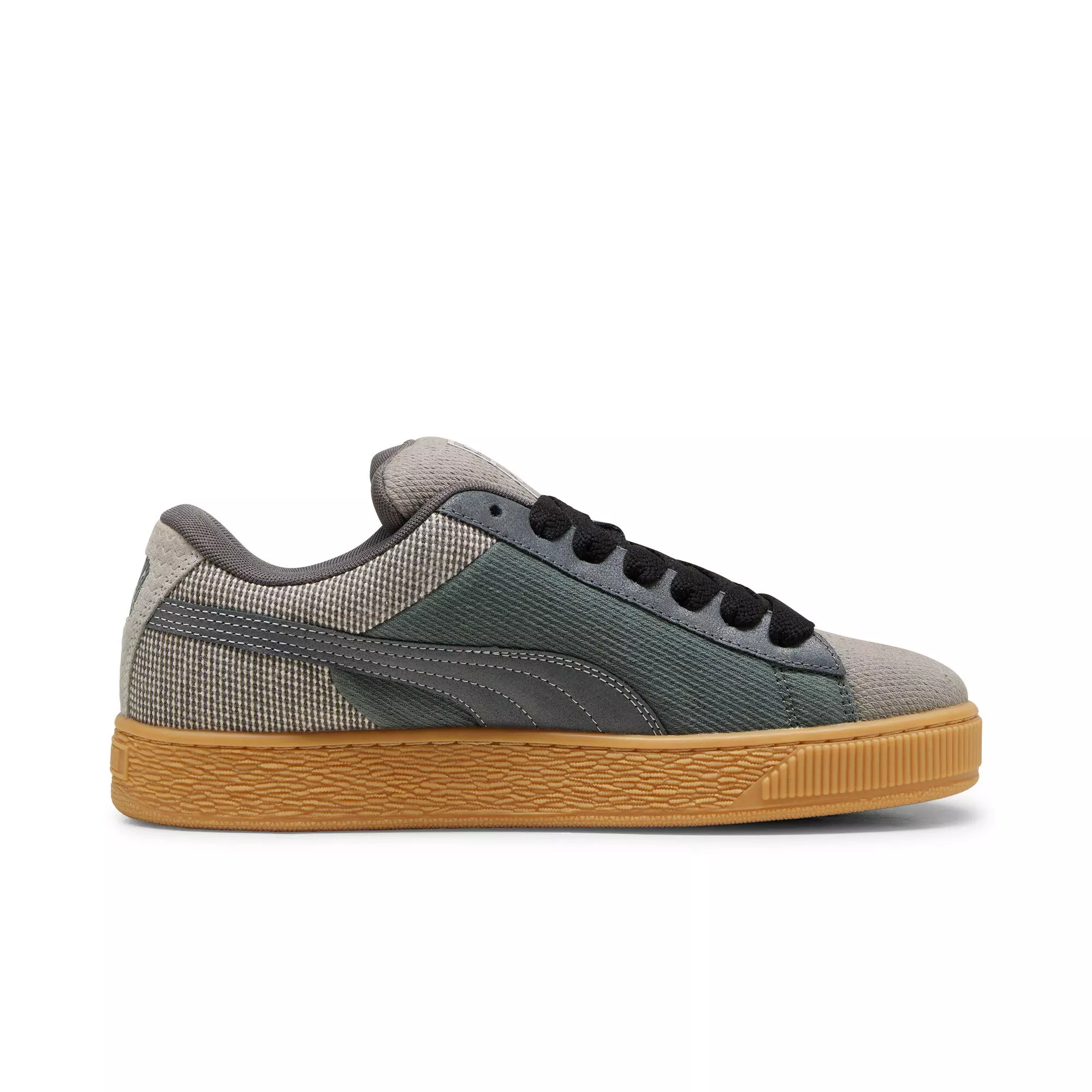 PUMA Suede XL Denim "Shadow Grey/Warm White" Men's Shoe - GREY/WHITE