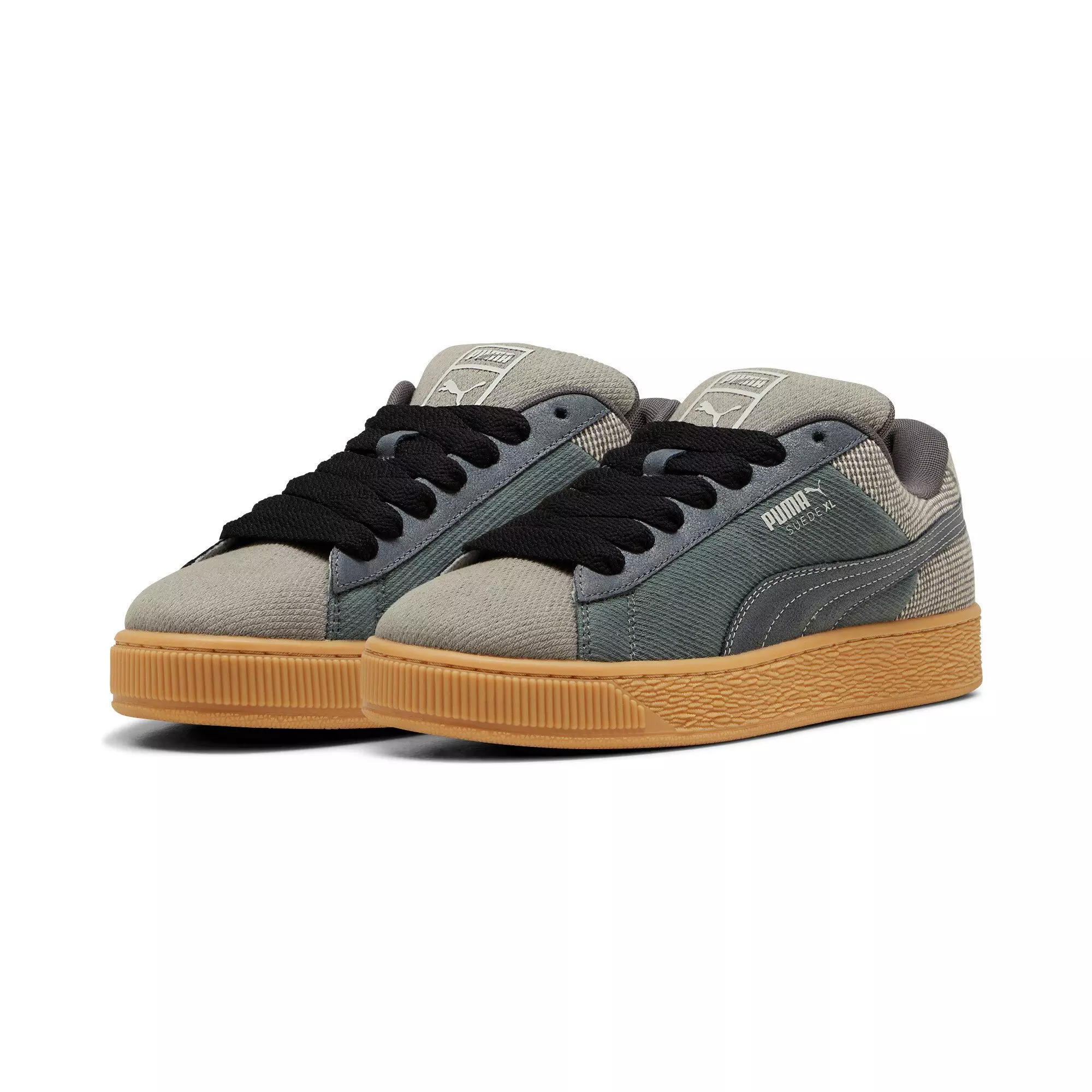 PUMA Suede XL Denim "Shadow Grey/Warm White" Men's Shoe - GREY/WHITE